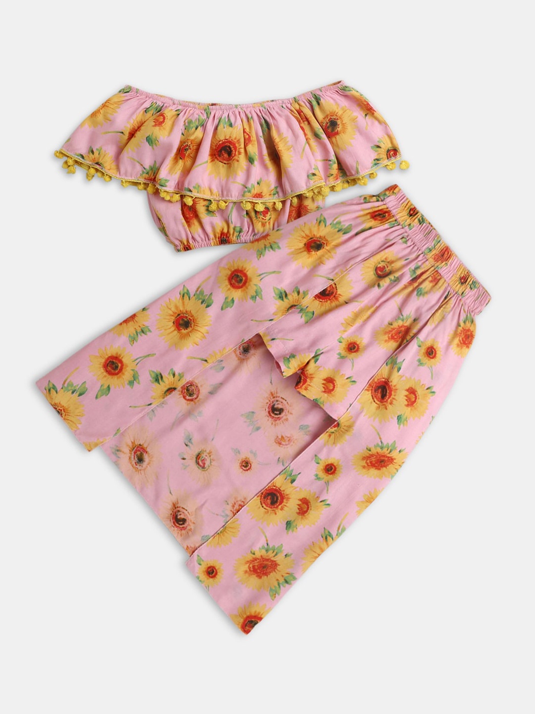 

Hopscotch Girls Pink & Red Printed Top with Shorts