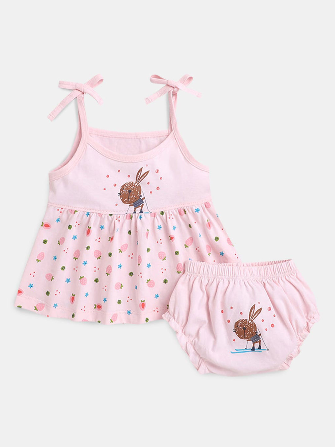 

Hopscotch Girls Pink & Blue Printed Top with Shorts