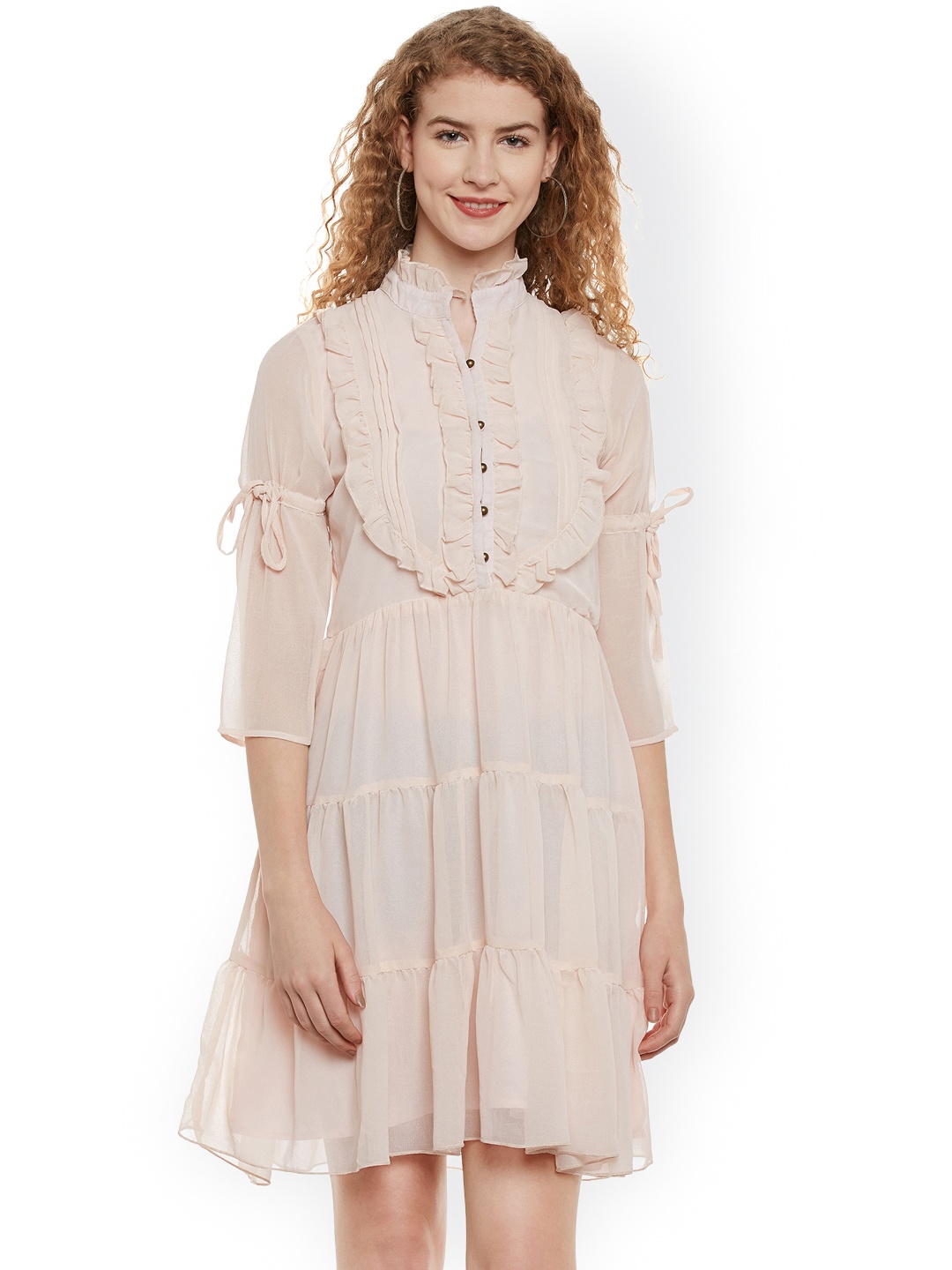 

Belle Fille Women Nude-Coloured Solid A-Line Dress