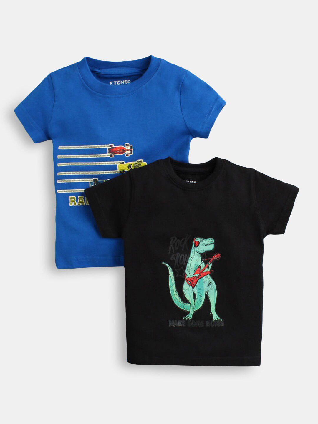 

Hopscotch Boys Pack of 2 Black & Blue Printed T-shirt