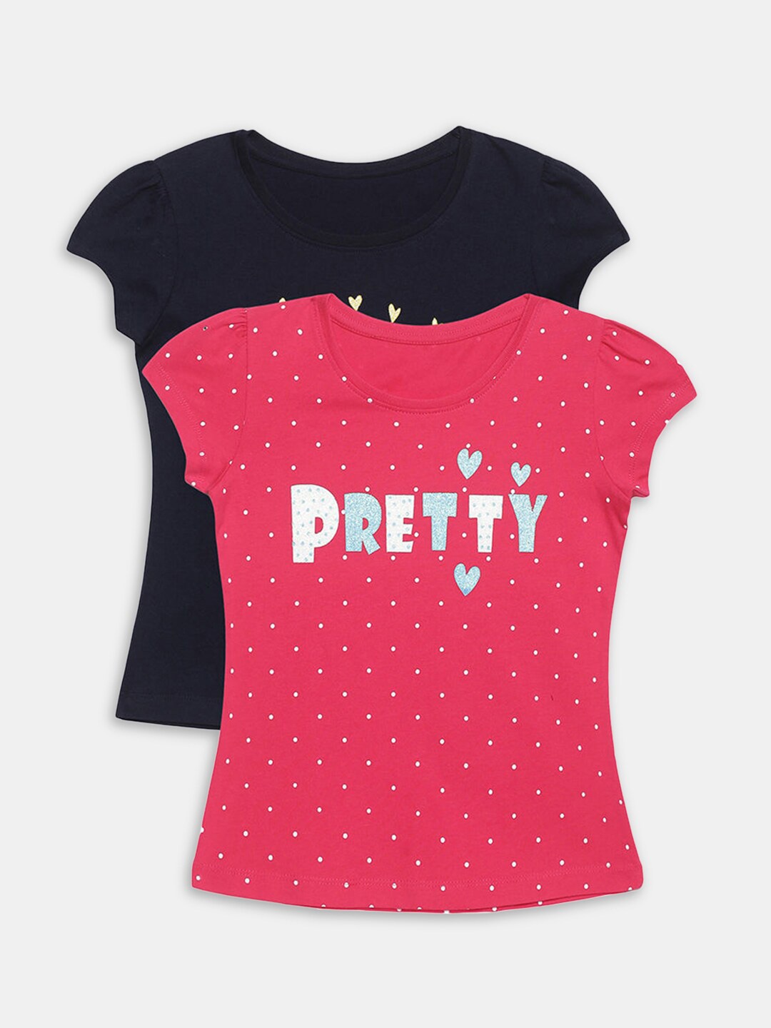 

Hopscotch Girls Black Pack Of 2 Printed T-shirt