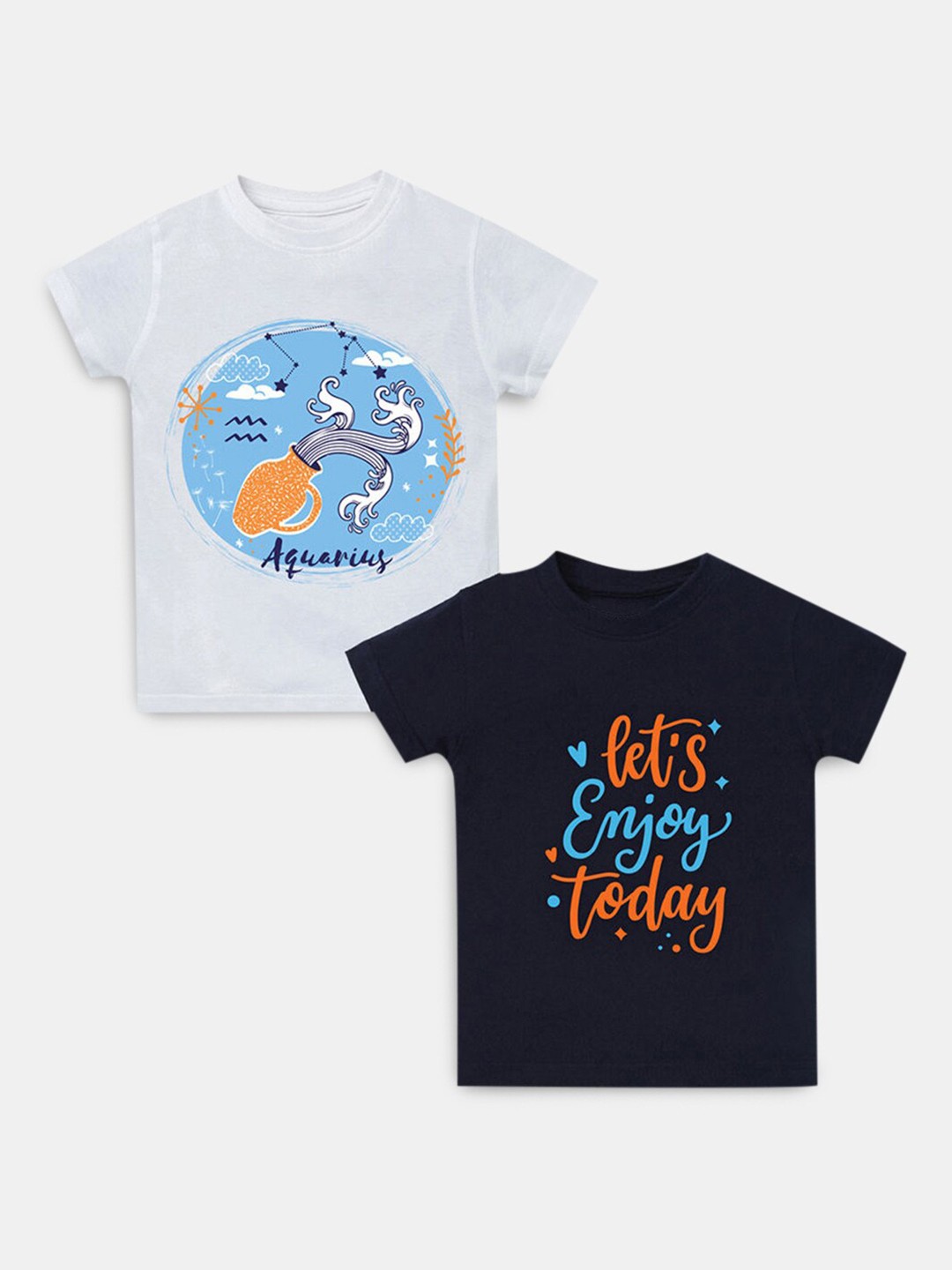 

Hopscotch Boys Pack Of 2 Printed Raw Edge T-shirt, Grey