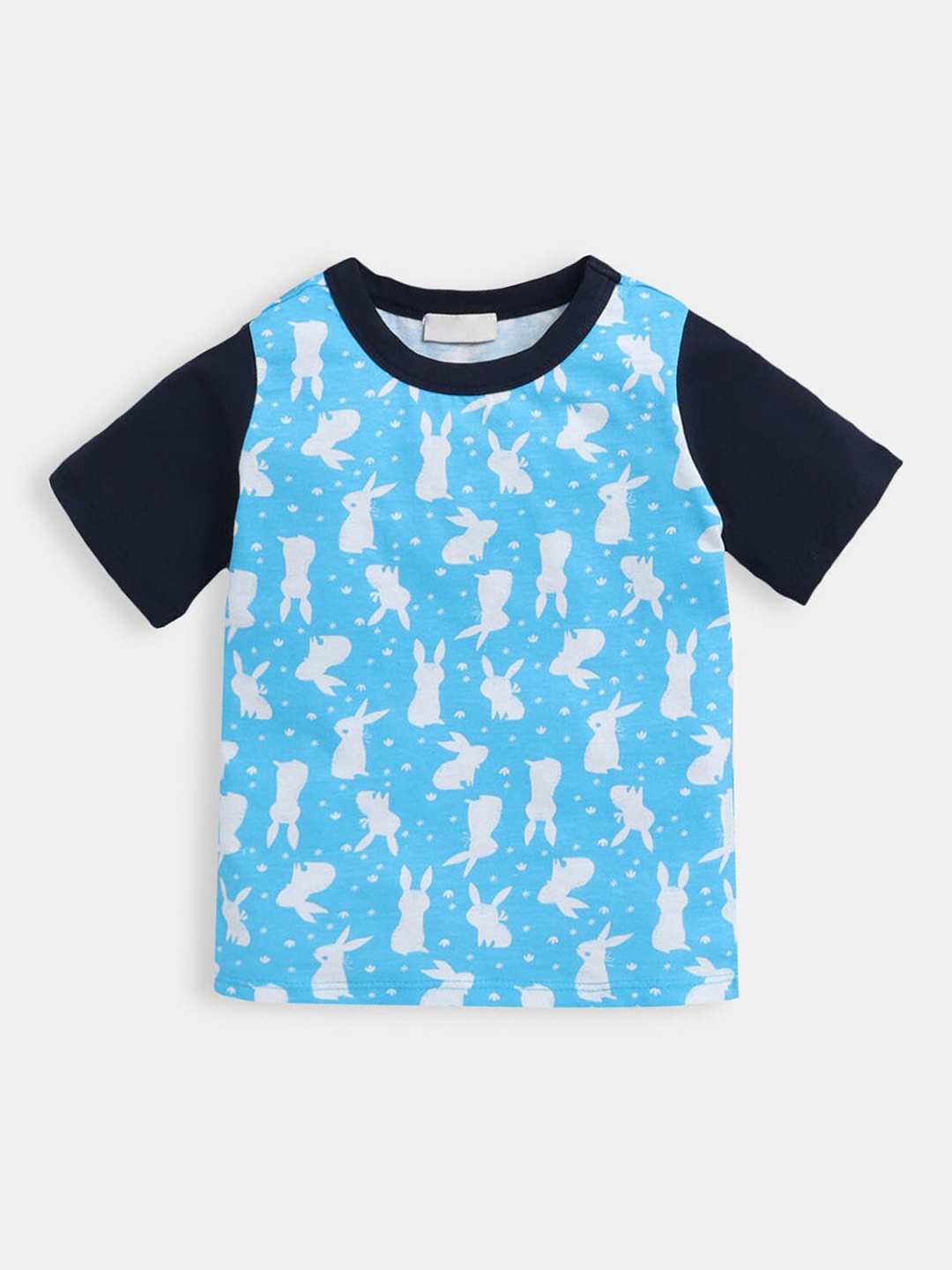 

Hopscotch Boys Blue Floral Printed Raw Edge T-shirt