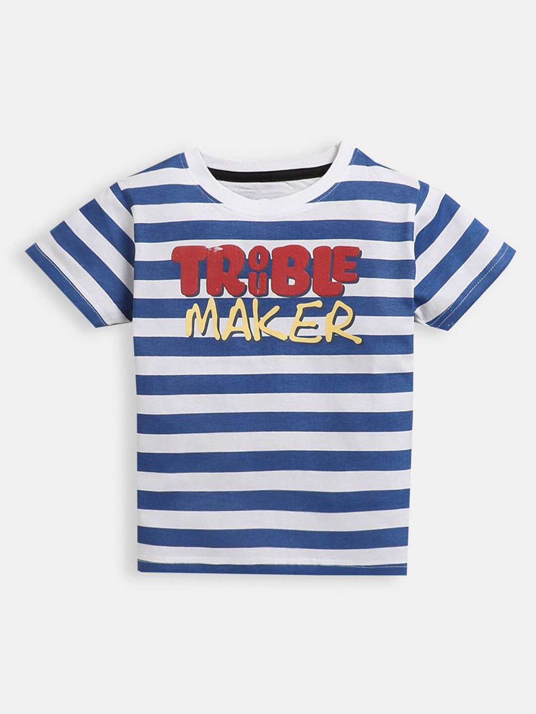 

Hopscotch Boys Blue Striped Pure cotton T-shirt