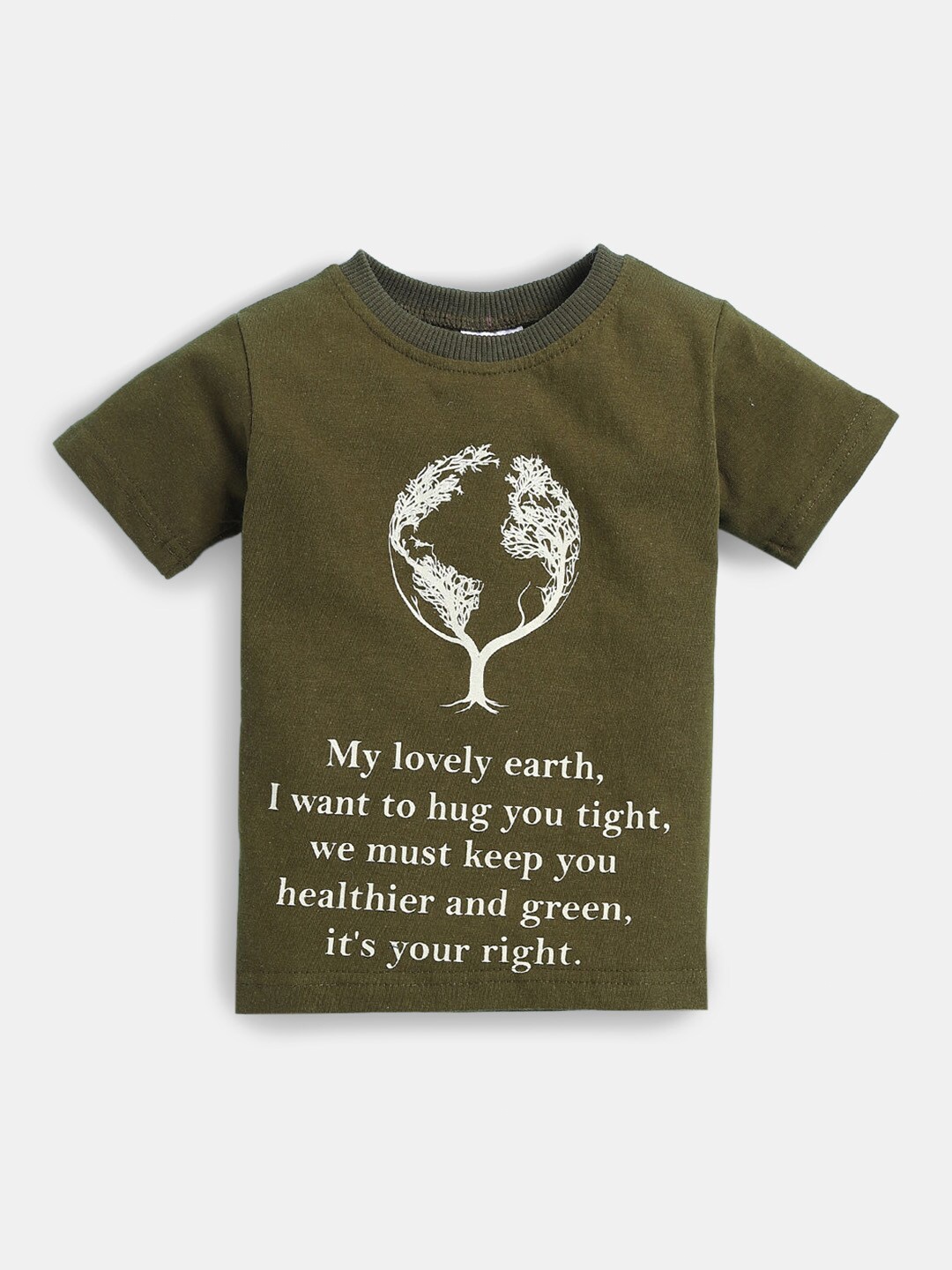 

Hopscotch Boys Green Printed Pure Cotton T-shirt