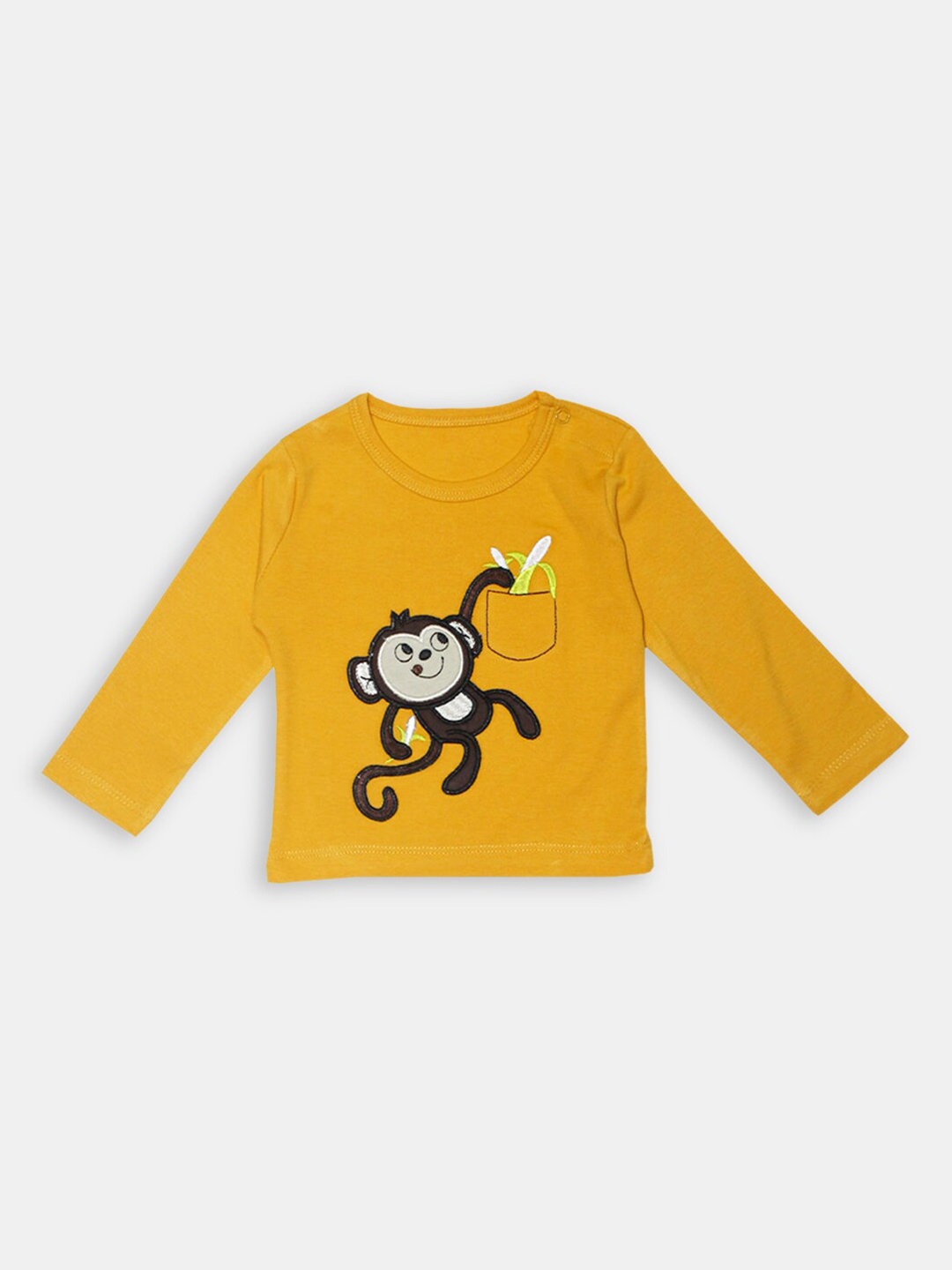 

Hopscotch Boys Yellow Full sleeve Printed Cotton T-shirt