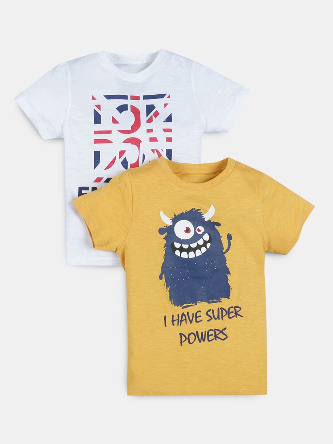 

Hopscotch Boys Yellow & White Sports Pack Of 2 T-shirt
