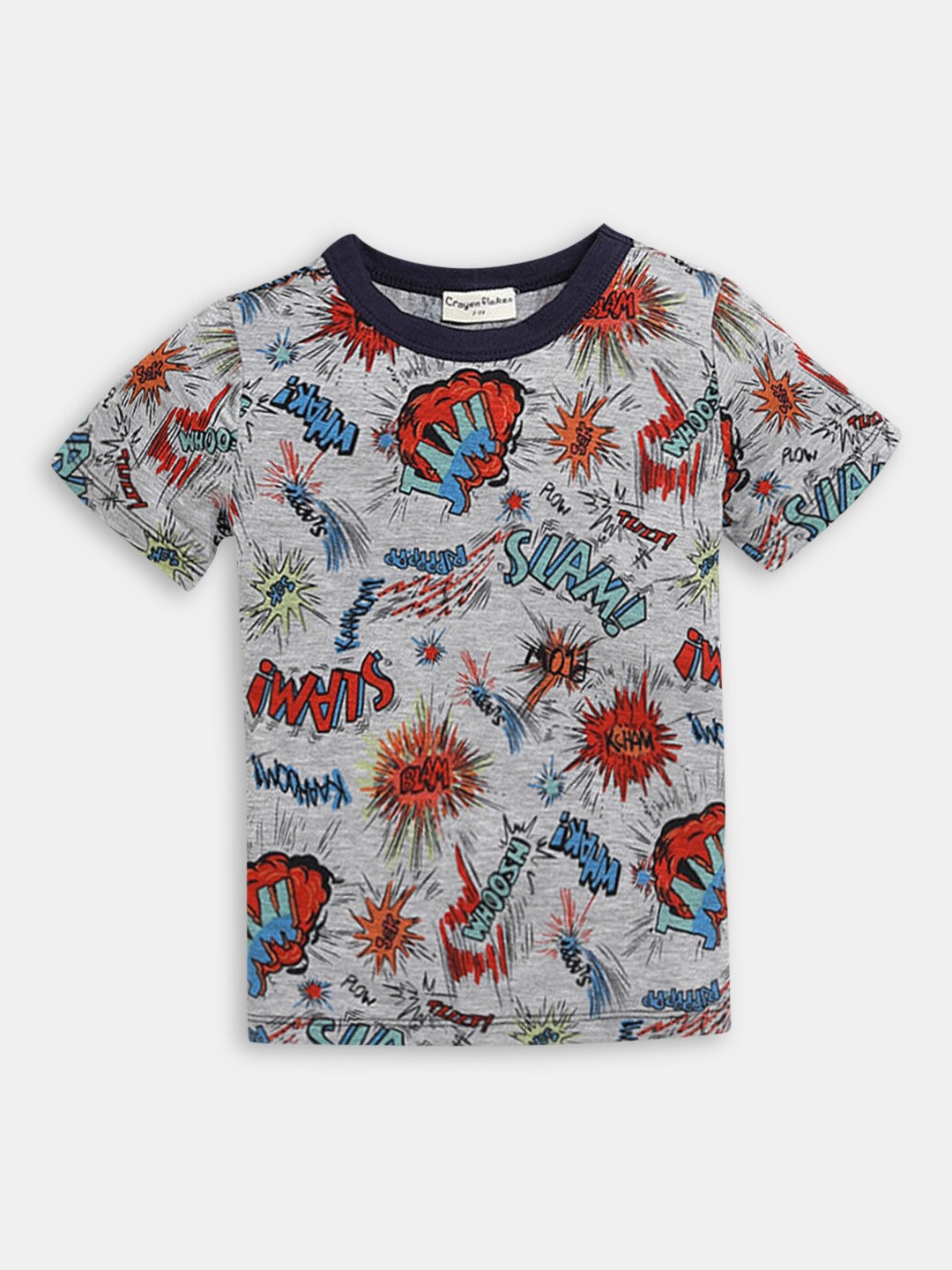 

Hopscotch Boys Grey Typography Printed T-shirt