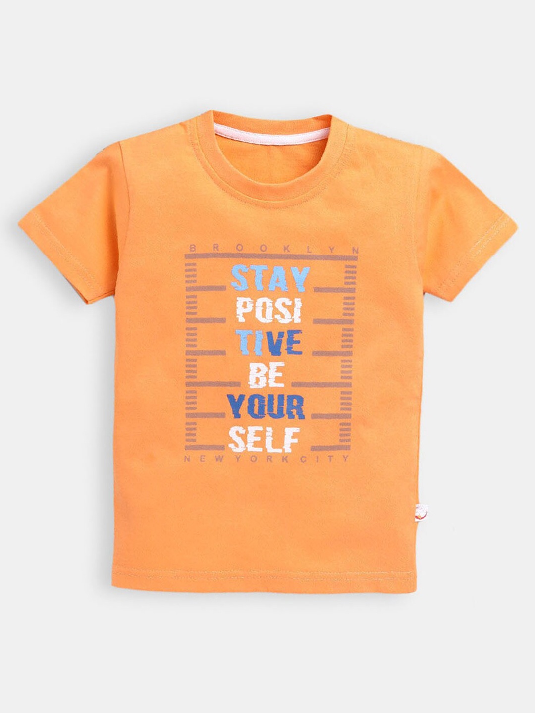 

Hopscotch Boys Orange Typography Print T-shirt