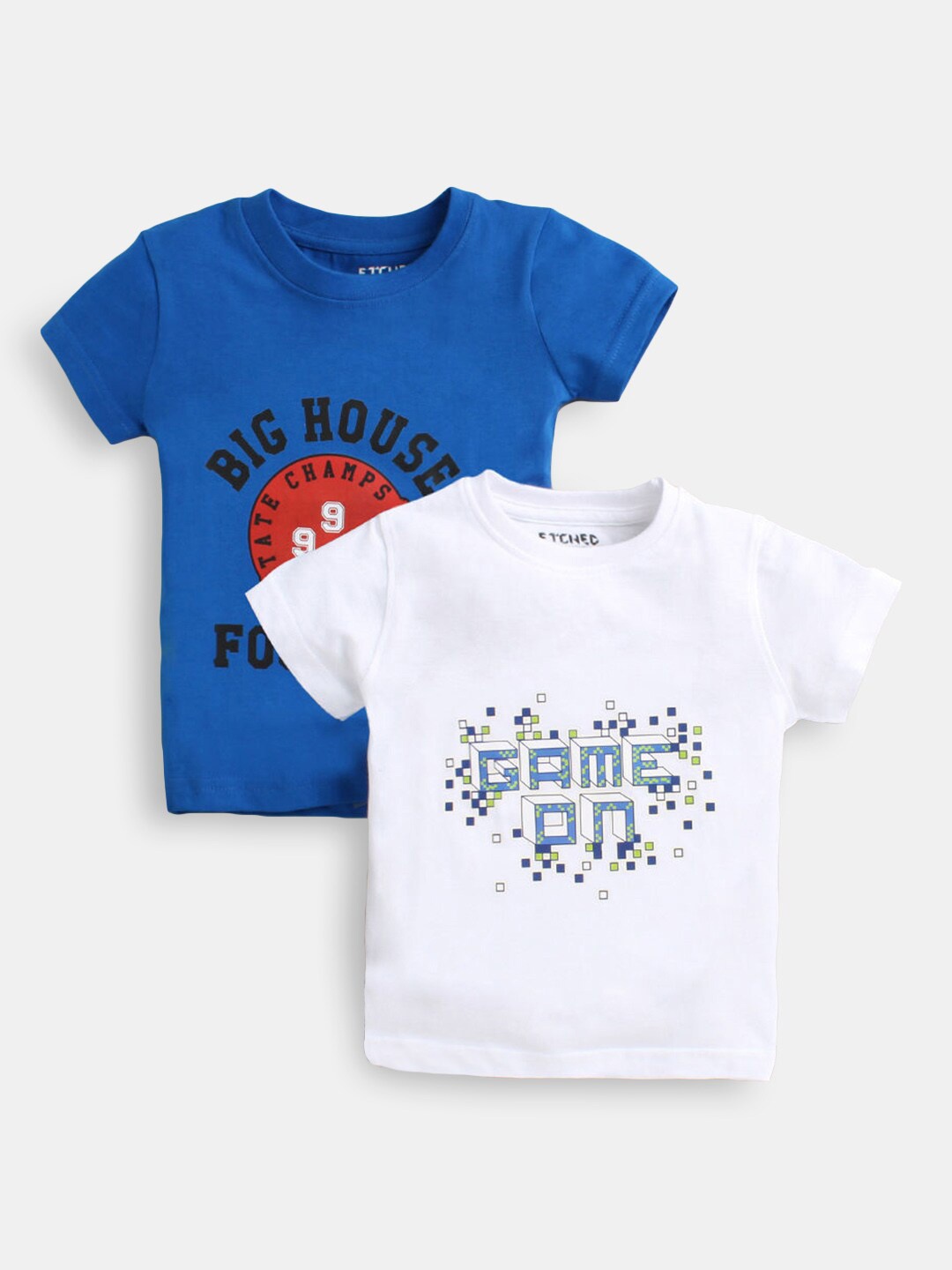 

Hopscotch Pack of 2 Boys Blue & White Printed T-shirt