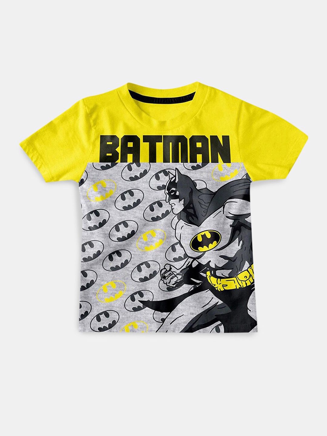 

Hopscotch Boys Yellow Batman Printed Cotton T-shirt