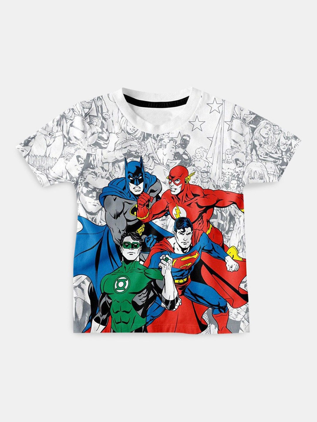 

Hopscotch Boys White Superman Printed Cotton T-shirt