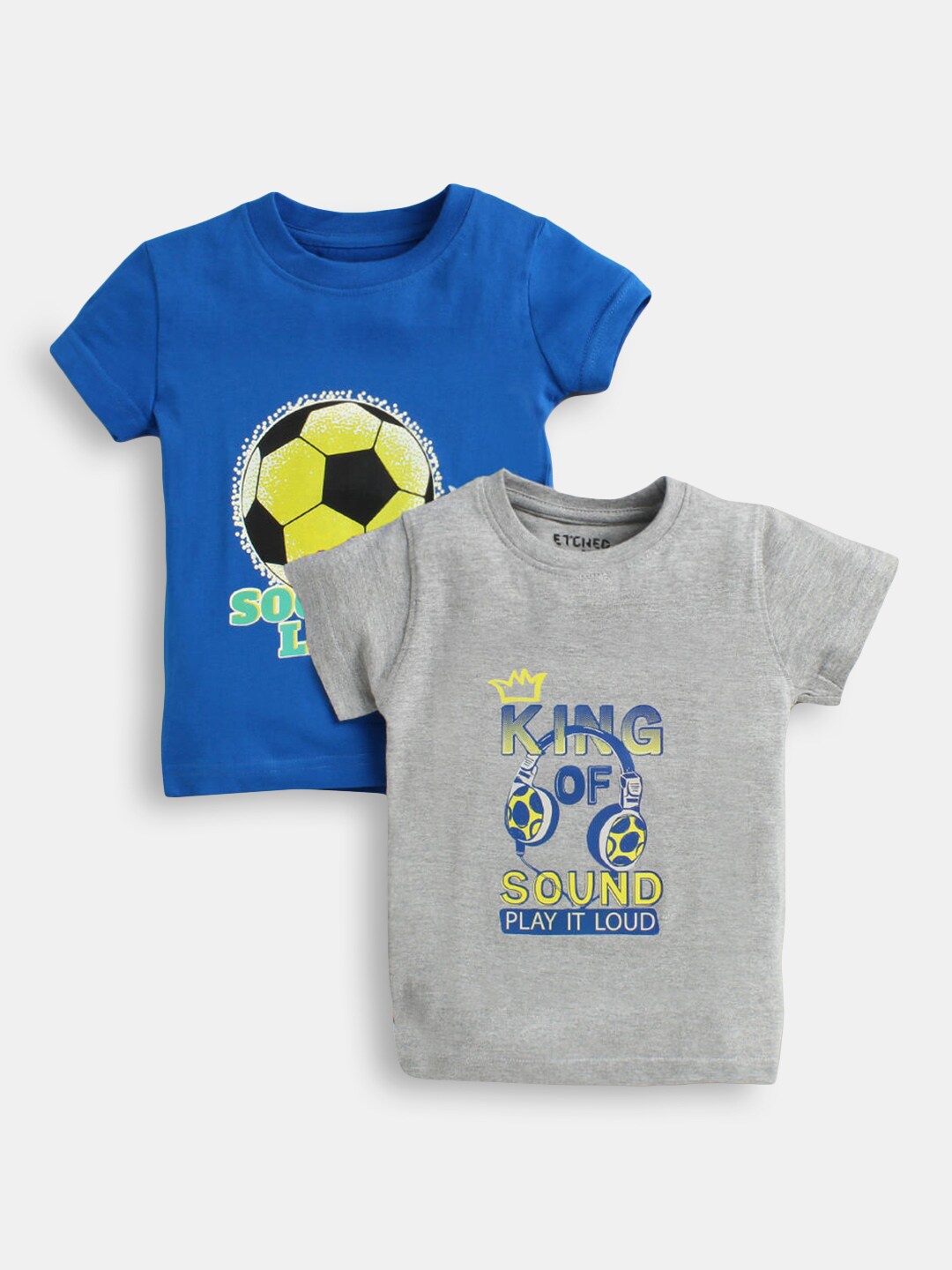 

Hopscotch Pack of 2 Boys Grey & Blue Printed T-shirt