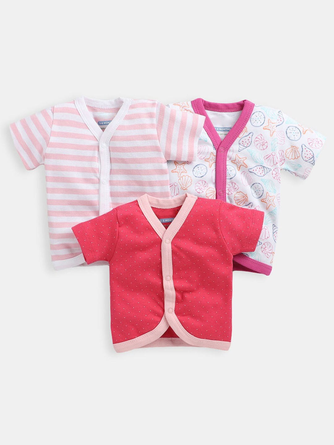 

Hopscotch Kids Fuchsia & Pink Pack Of 3 Printed V-Neck Jabla