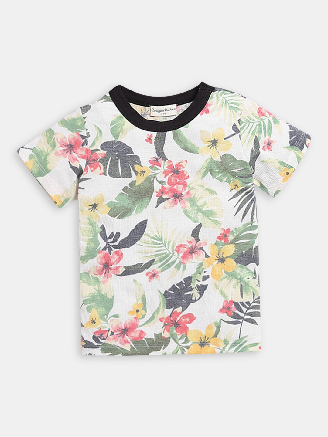 

Hopscotch Boys Off White Floral Printed Tropical T-shirt