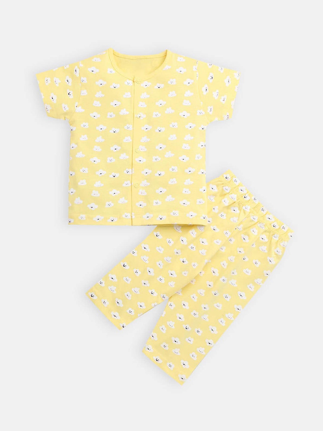 

Hopscotch Boys Yellow & White Printed Cotton Night suit