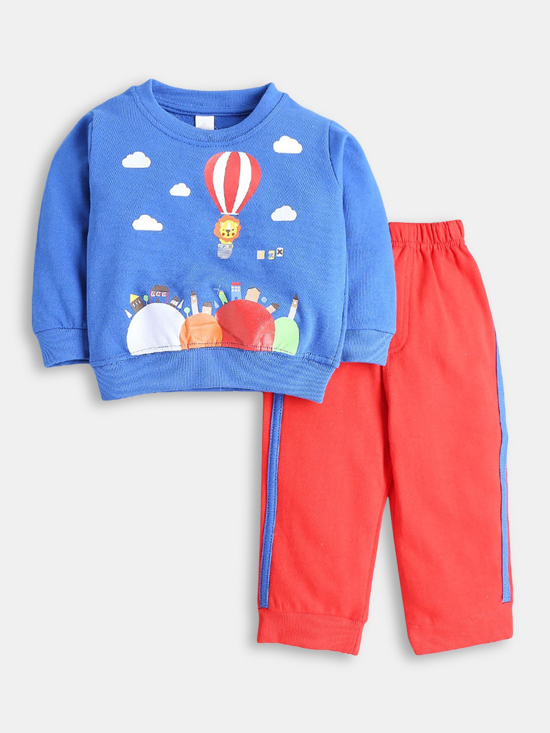 

Hopscotch Boys Blue & Orange Printed Night Suit