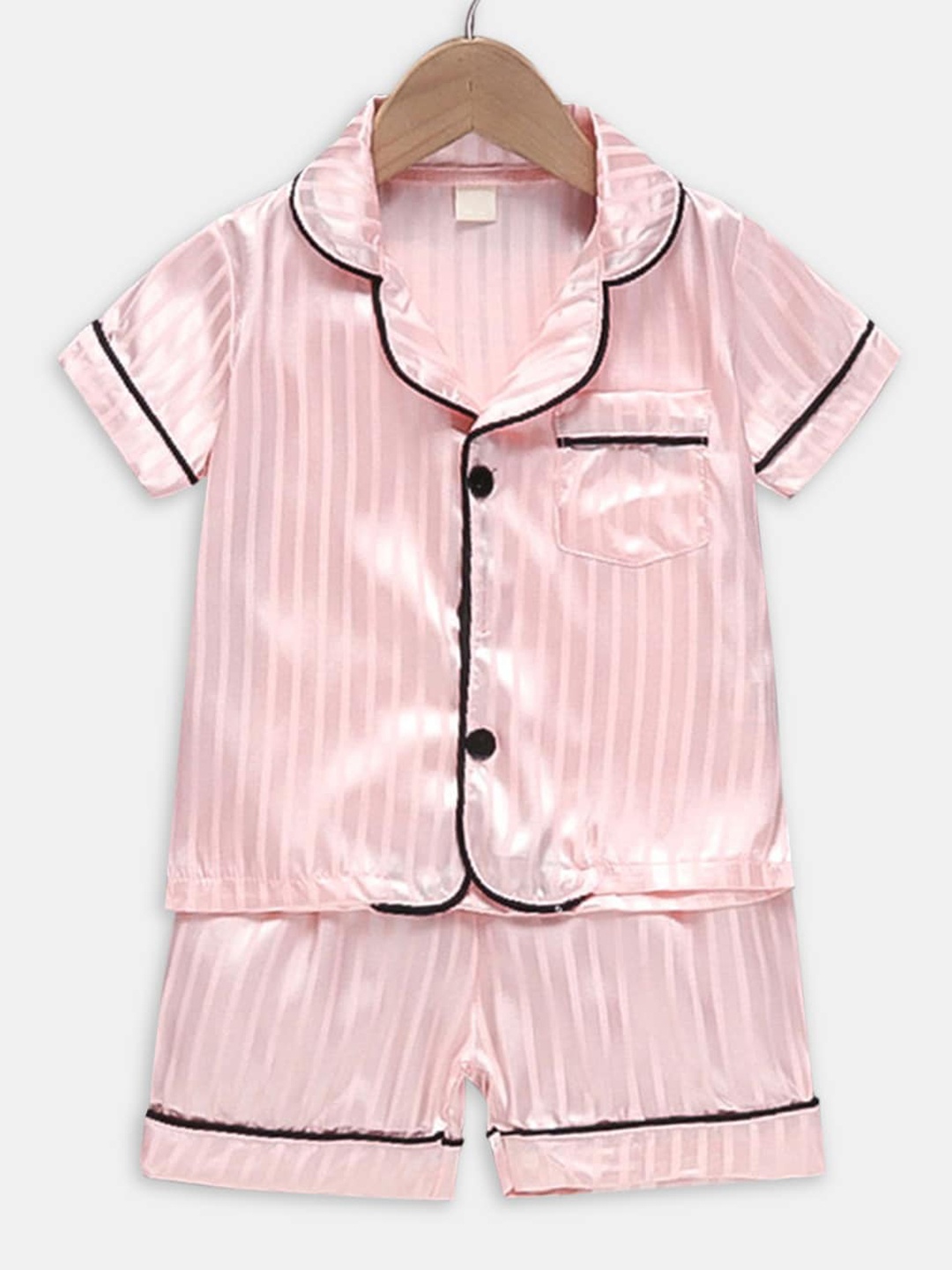 

Hopscotch Girls Pink Striped Night suit