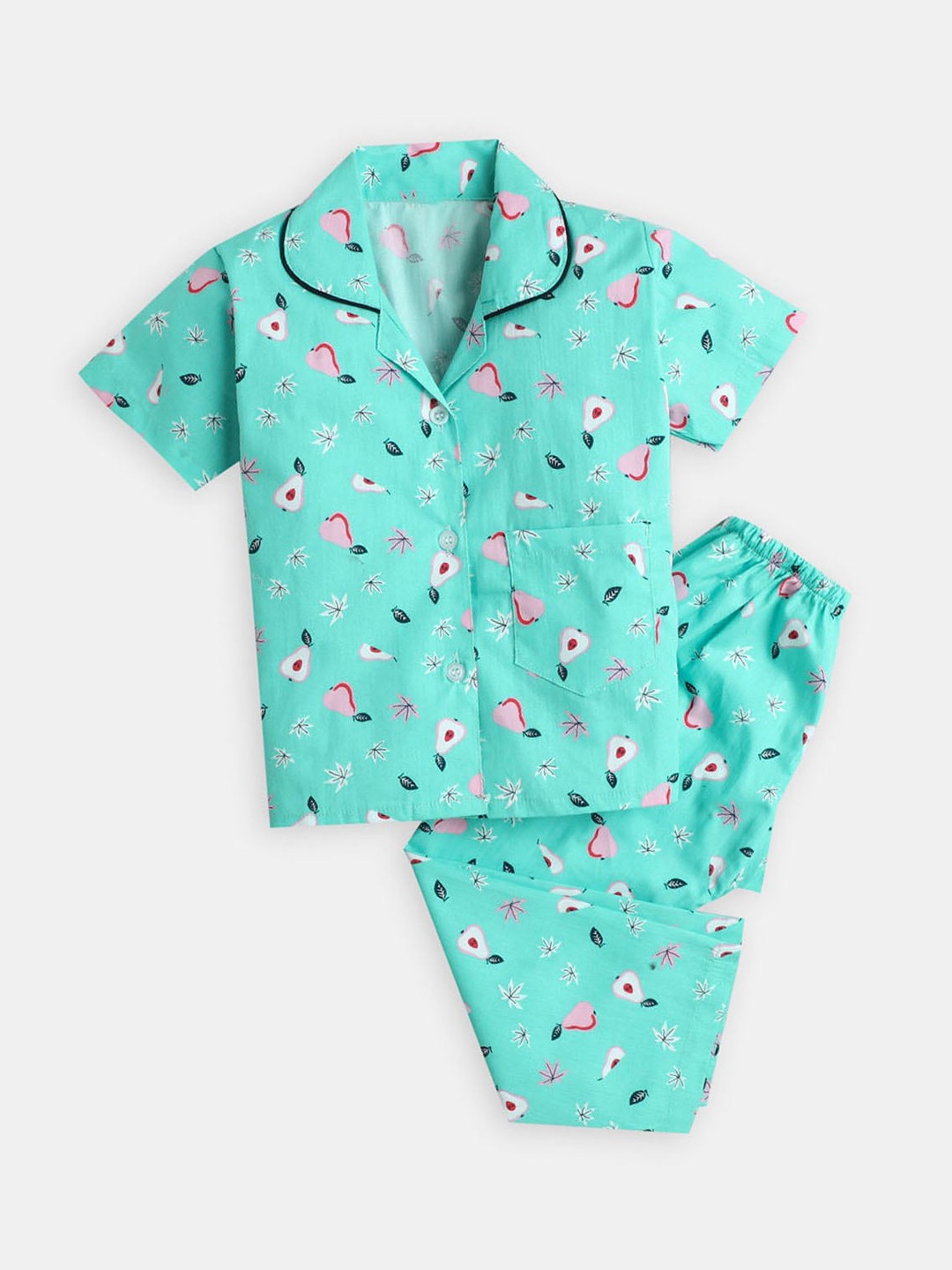 

Hopscotch Girls Blue Printed Night suit