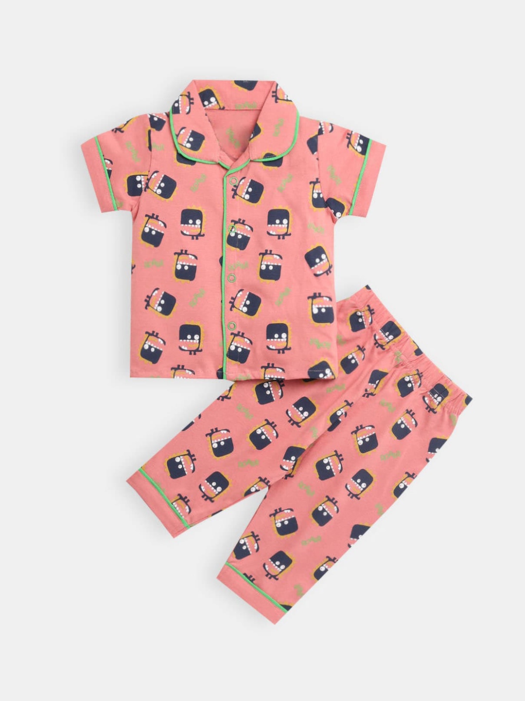 

Hopscotch Girls Pink Printed Night suit
