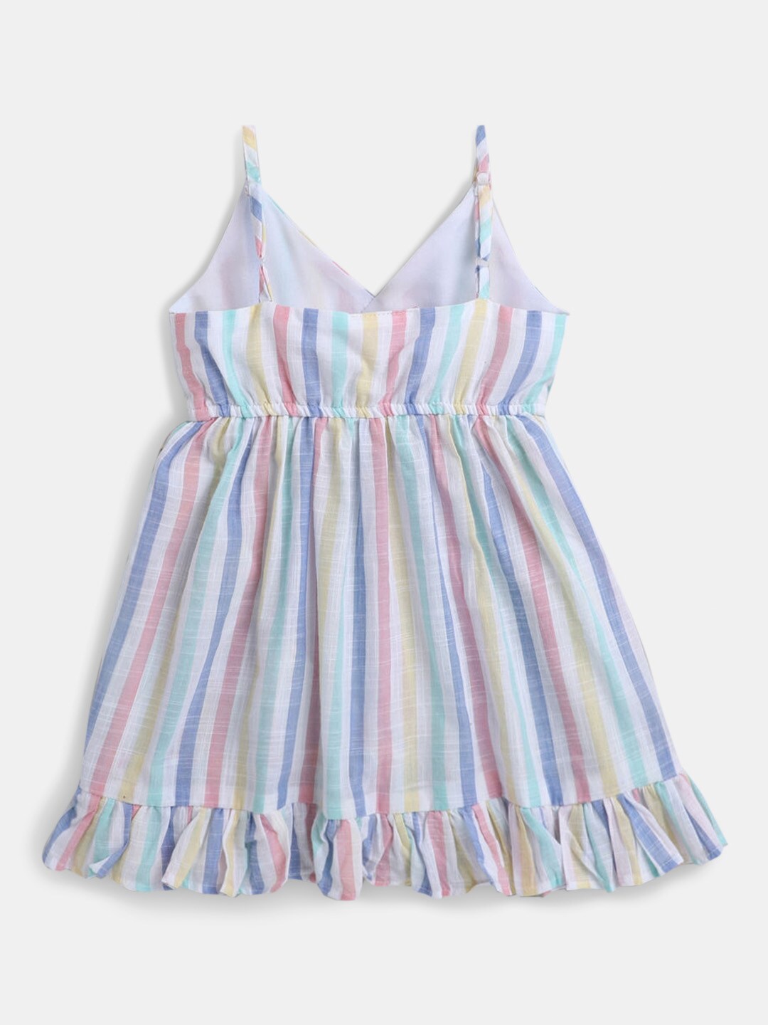 

Hopscotch Girls White & Blue Striped Cotton Dress