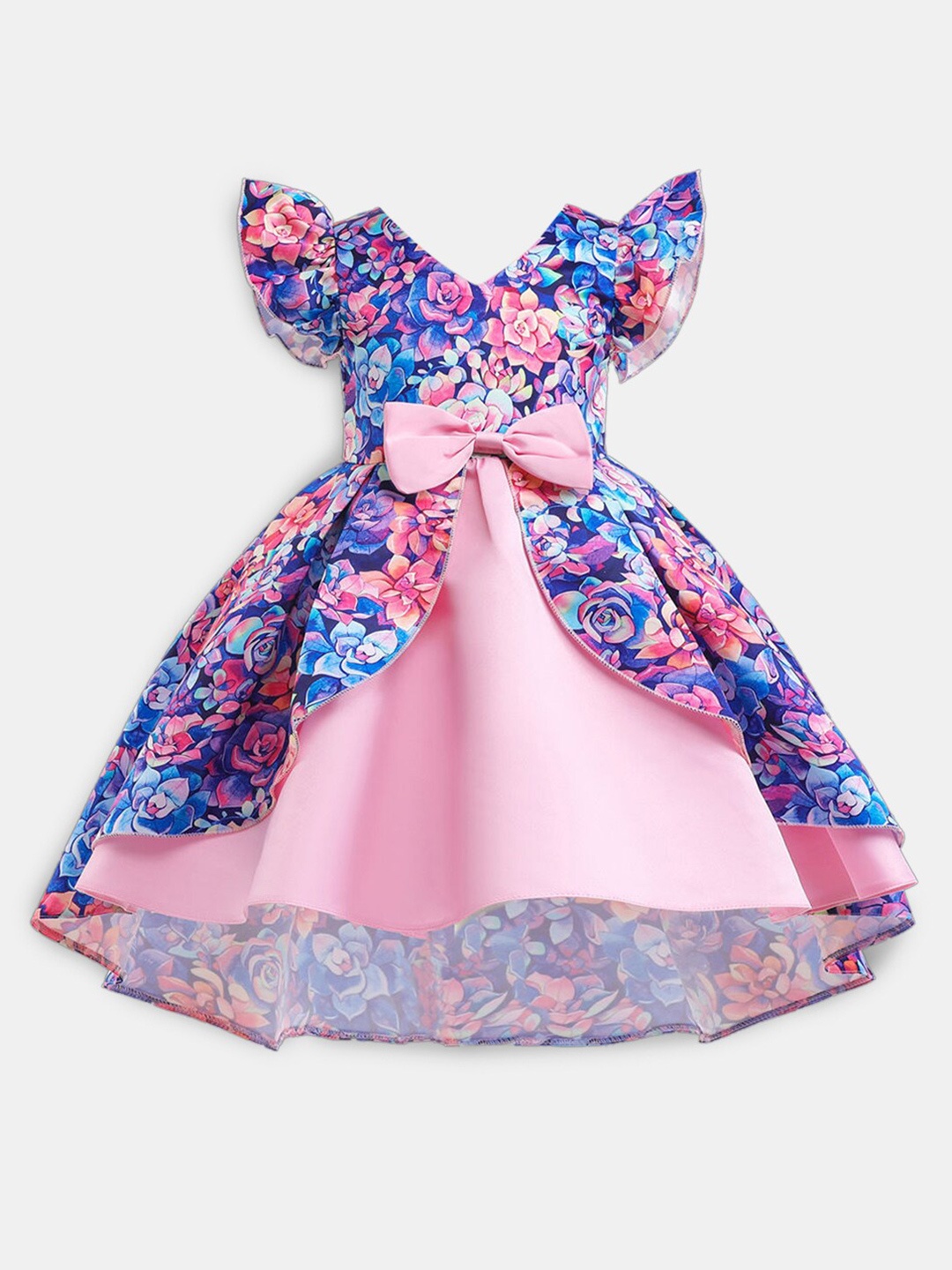 

Hopscotch Blue & Pink Peplum Dress