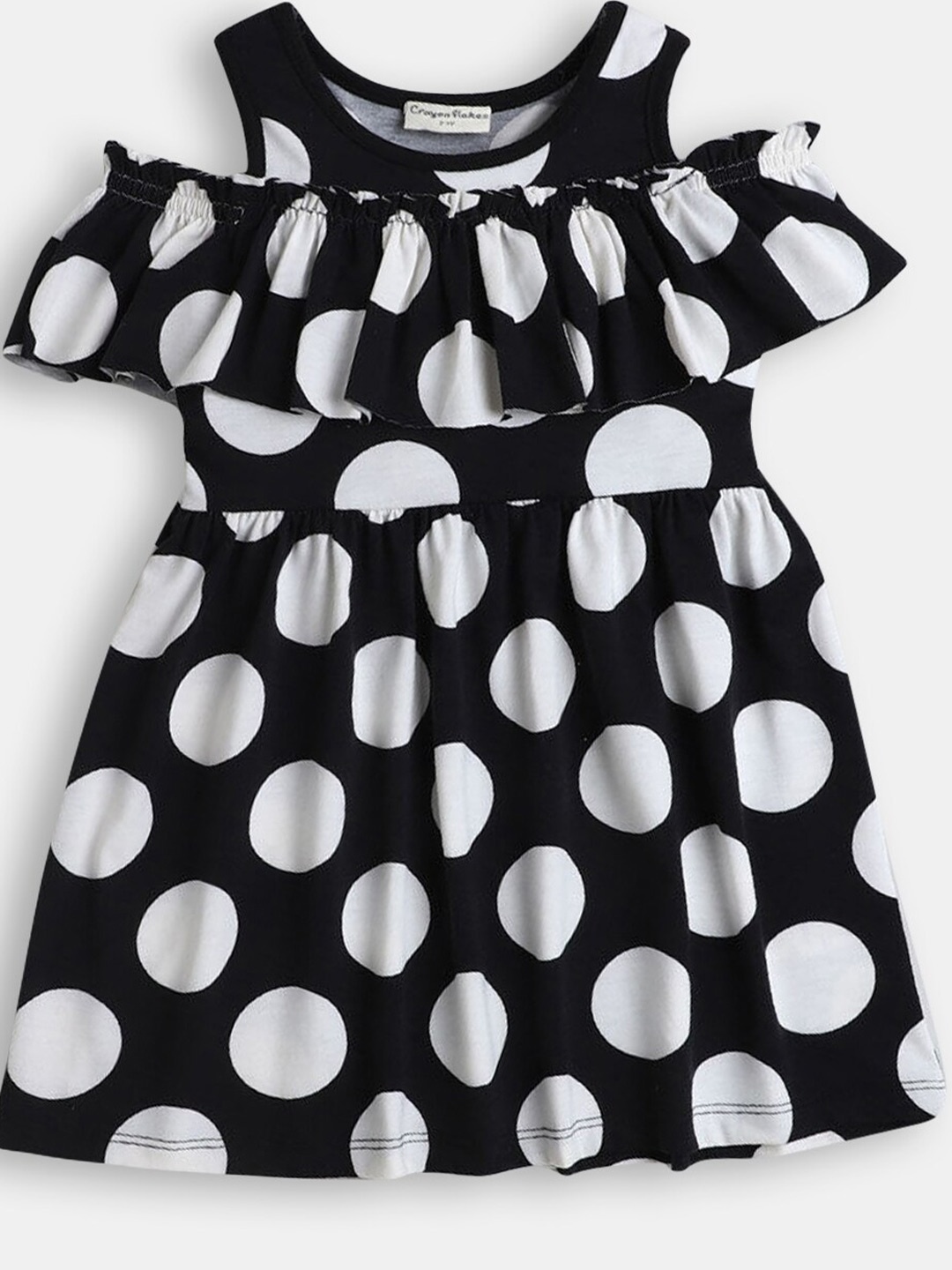 

Hopscotch Black Polka Dot Printed Casual Dress