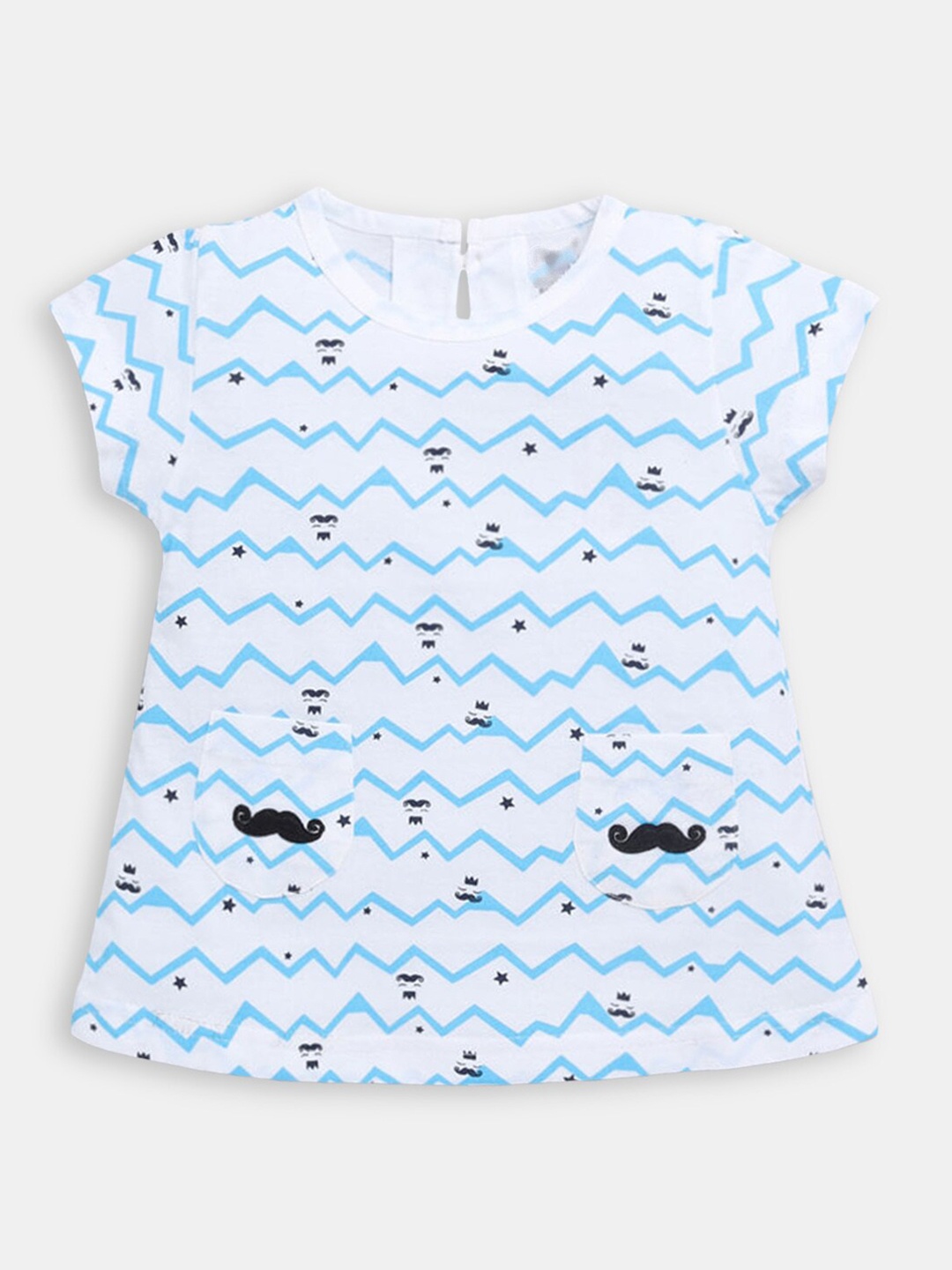 

Hopscotch Blue Printed Cotton Casual Dress