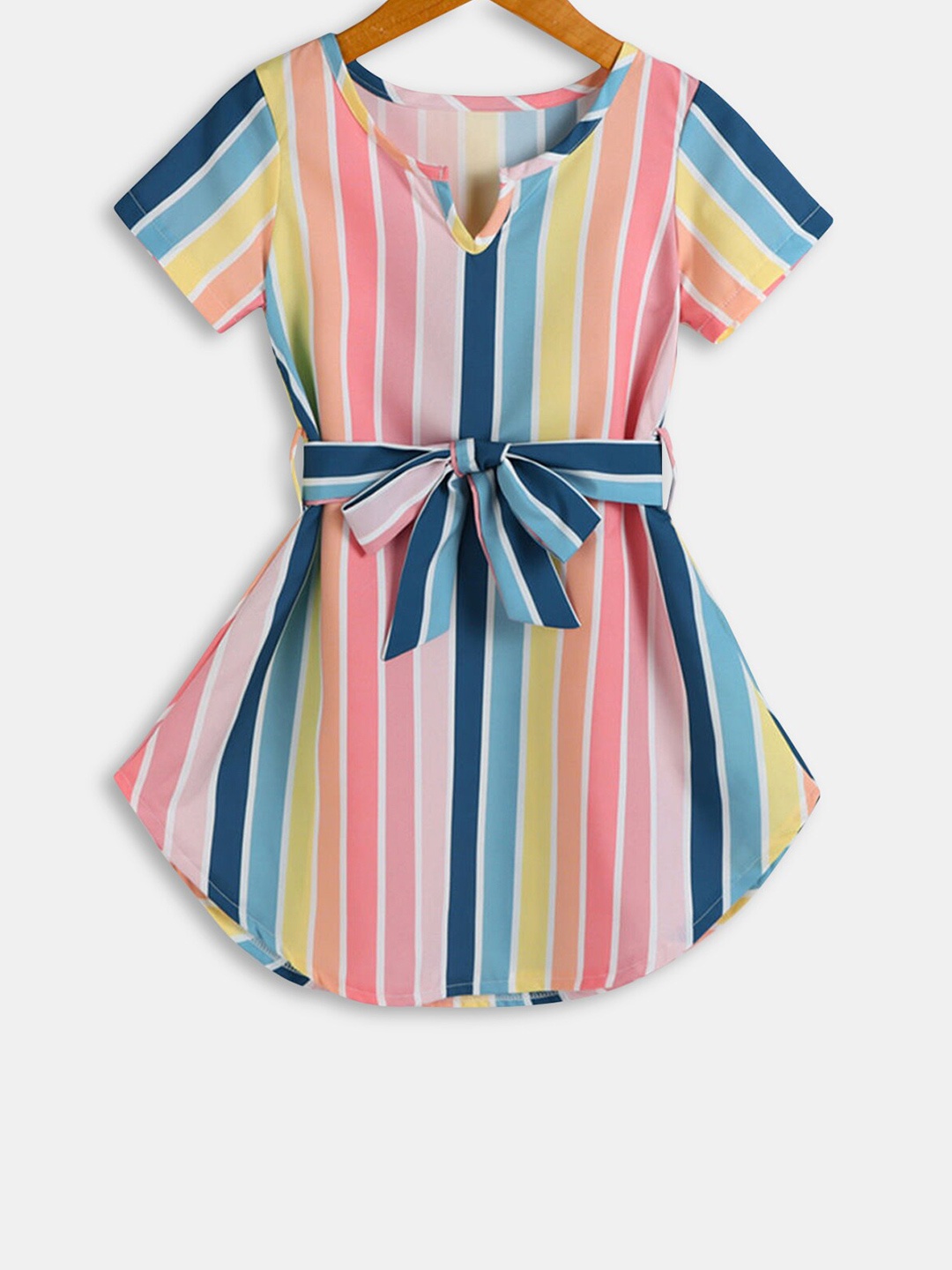 

Hopscotch Pink and Yellow Striped A-Line Casual Dress