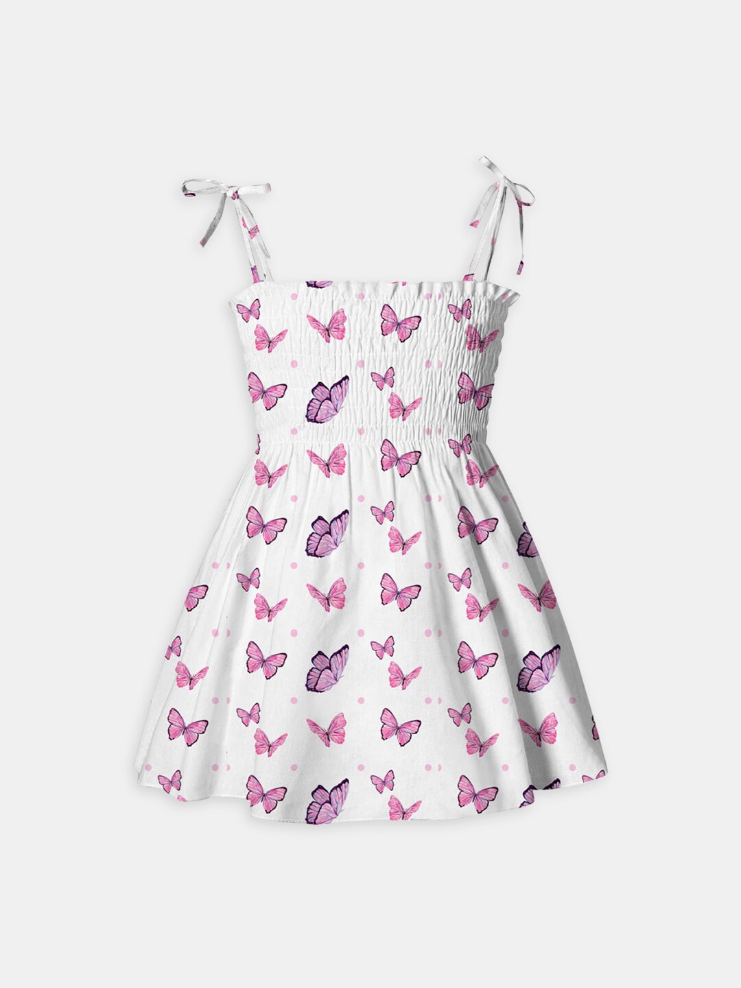 

Hopscotch Girls Purple Butterfly Print Smoked Detail Dress
