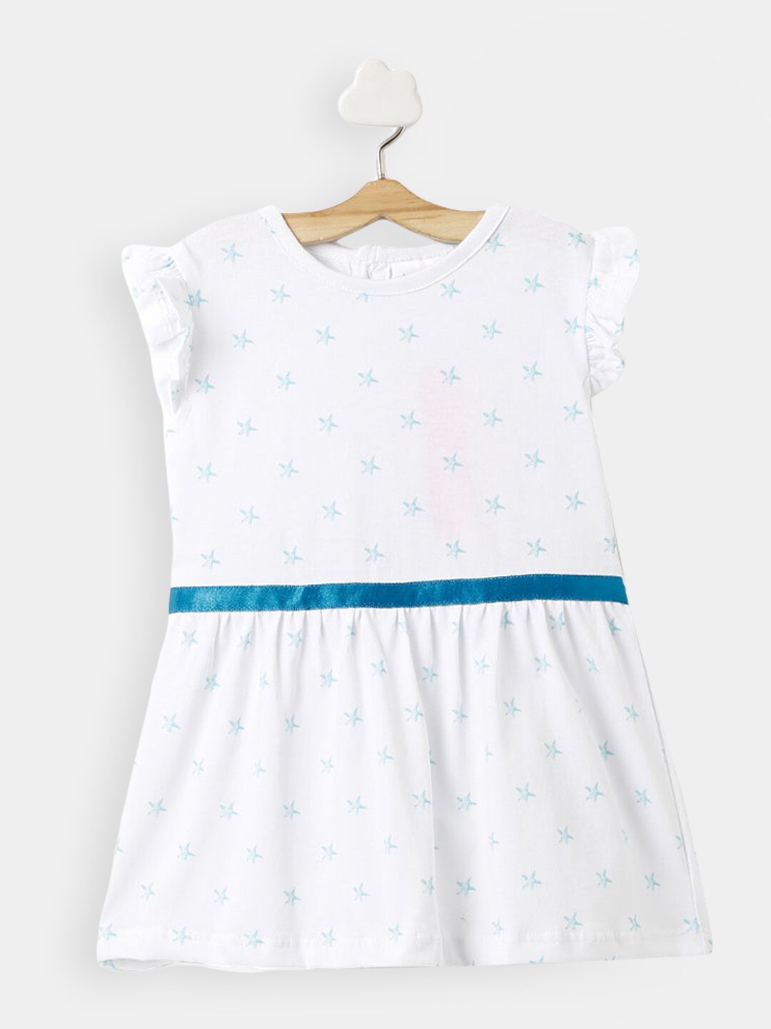 

Hopscotch Girls White Star Print A-Line Cap Sleeves Dress