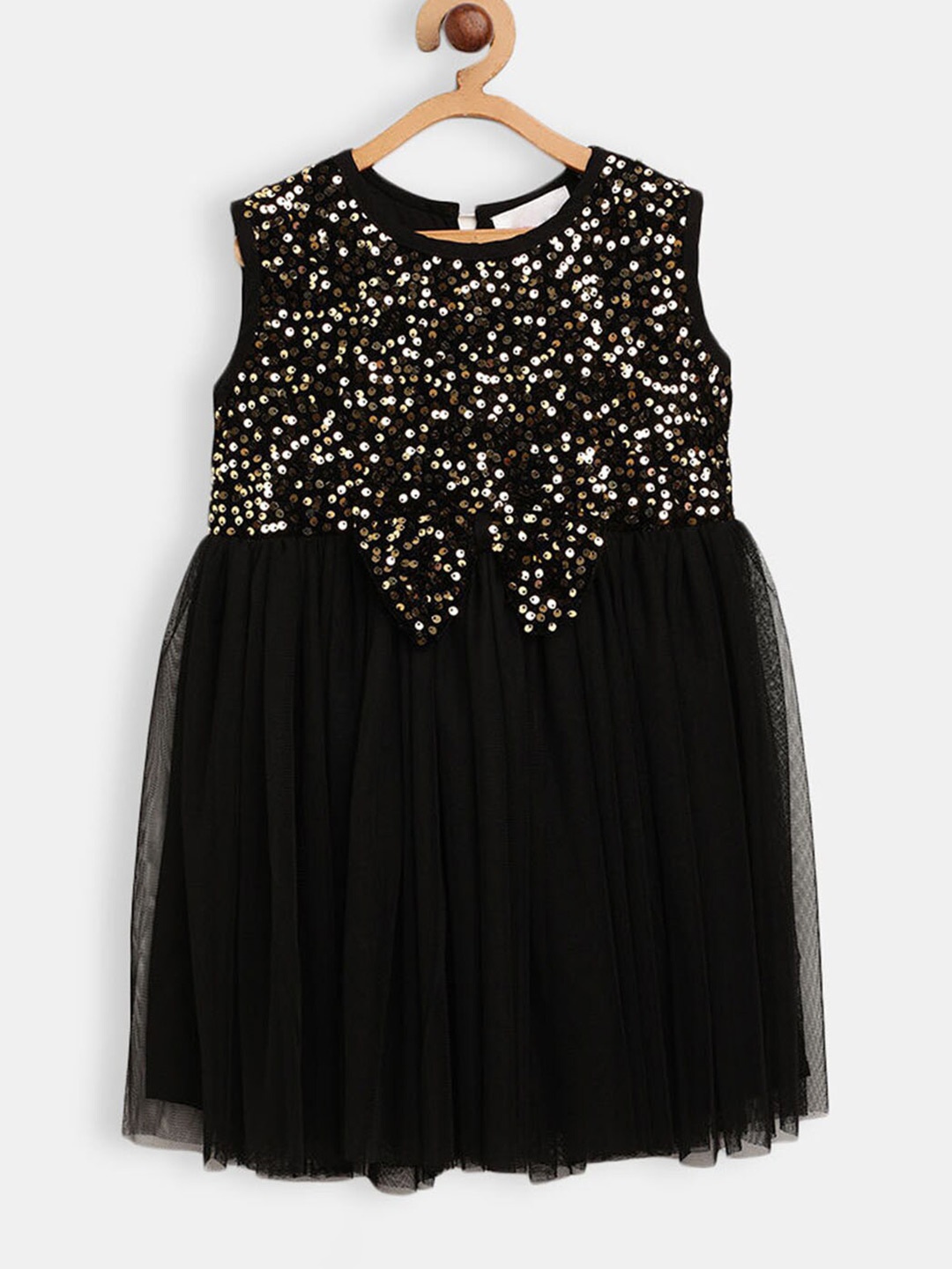 

Hopscotch Girls Black Sequins Embellished Cotton Party Dress