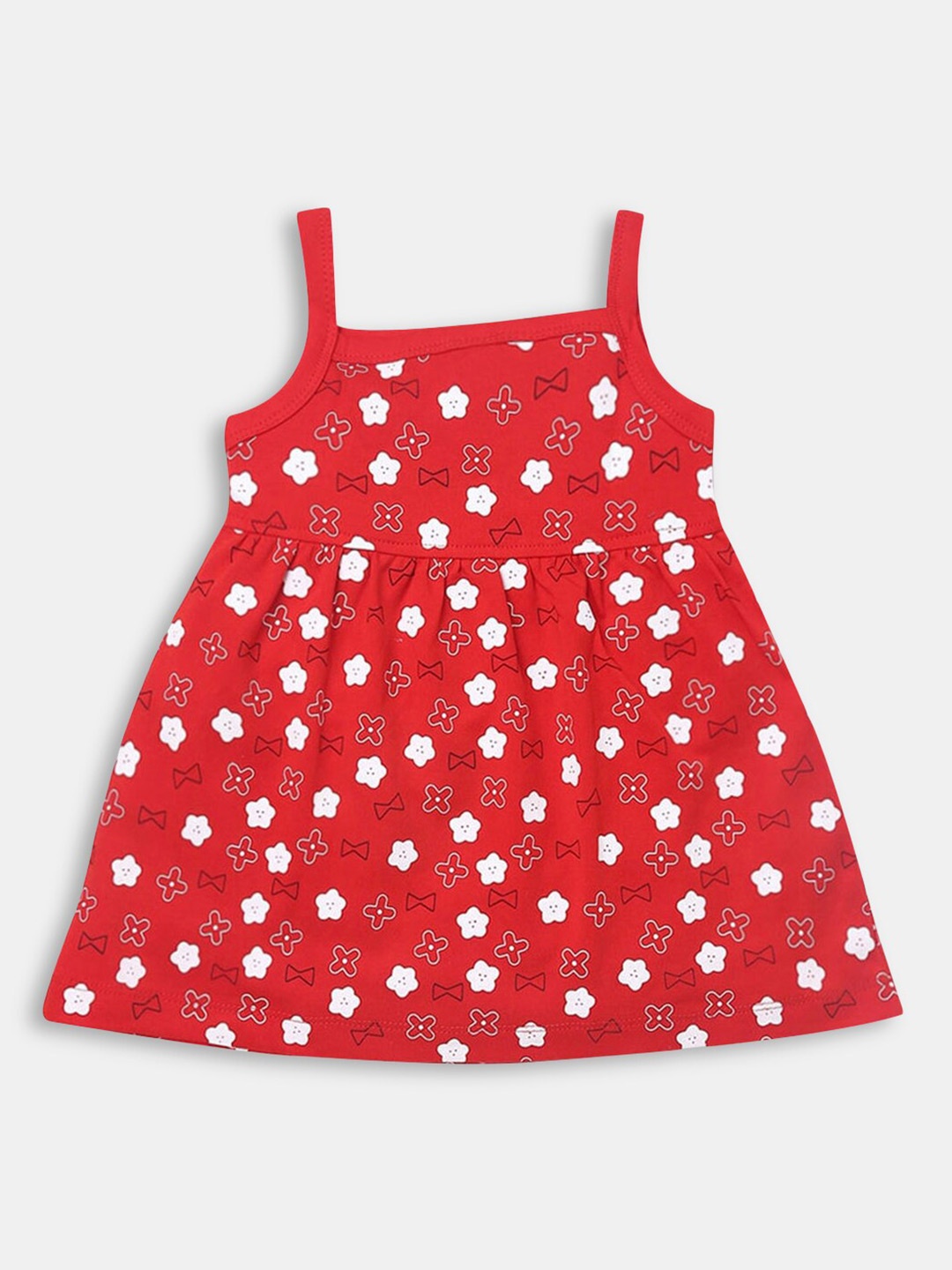 

Hopscotch Girls Red Printed Cotton A-Line Dress