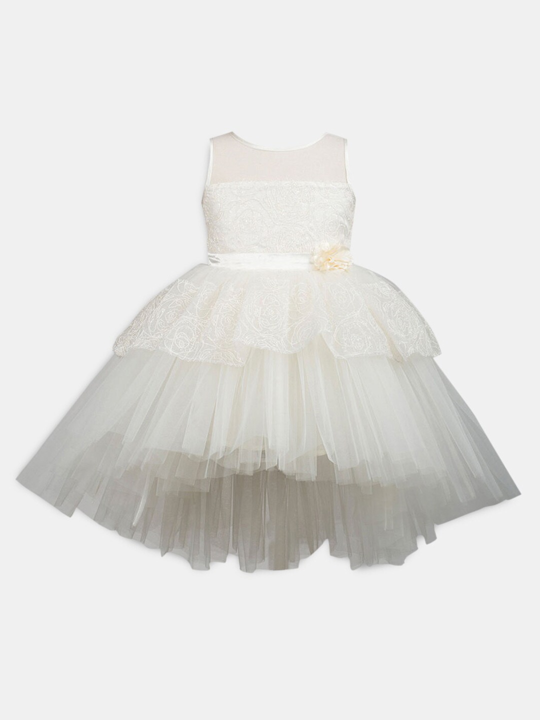 

Hopscotch Girls Off White Sleeveless Layered Party Dress