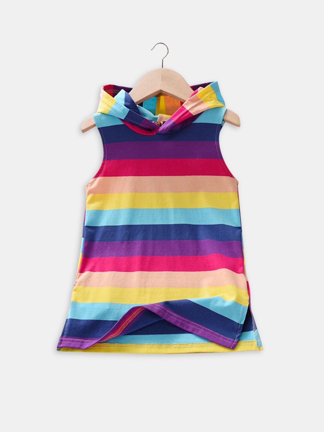 

Hopscotch Girls Multicoloured Colourblocked Striped T-shirt Dress, Multi