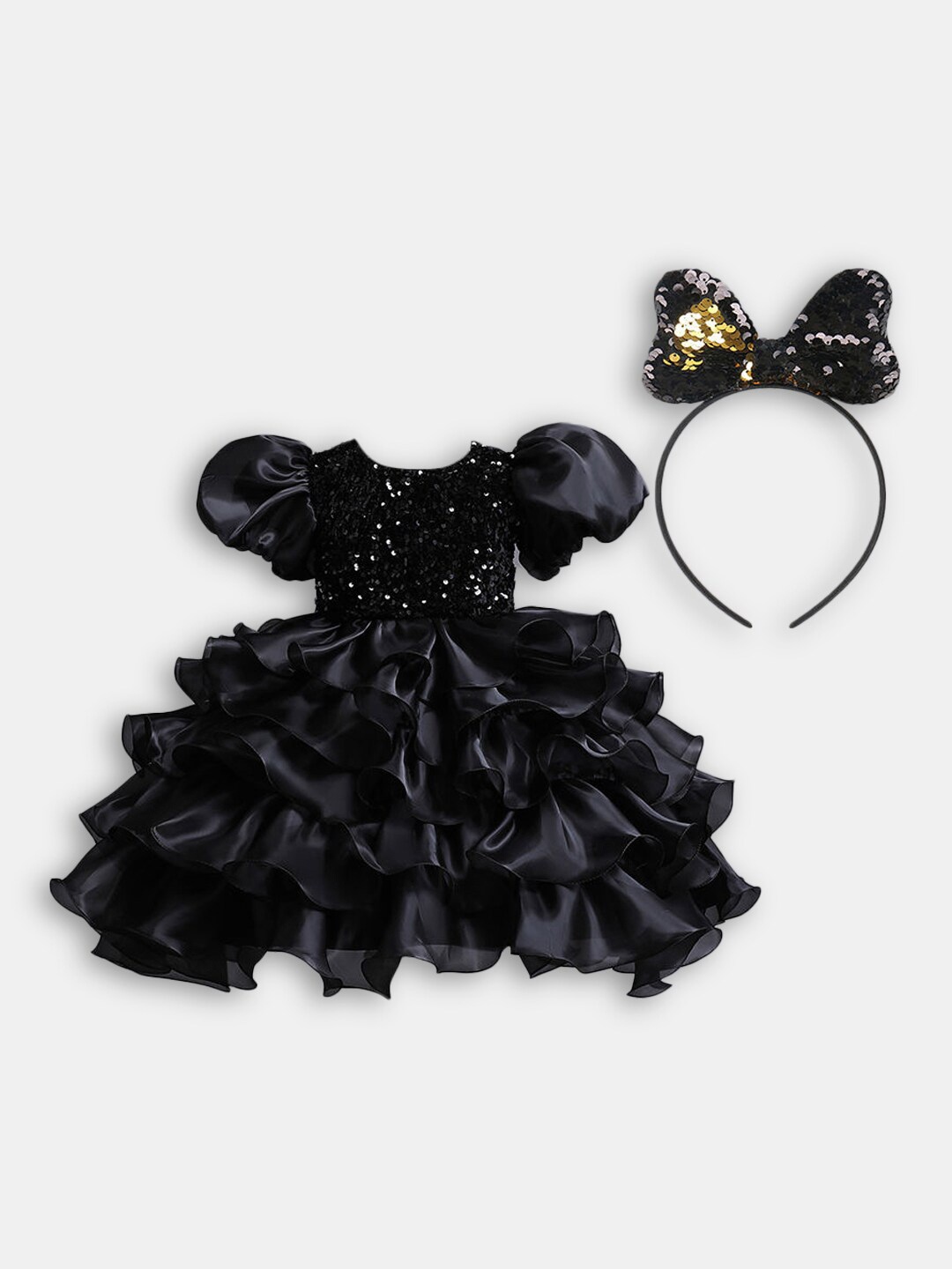 

Hopscotch Girls Black Embellished Layered Party Dress