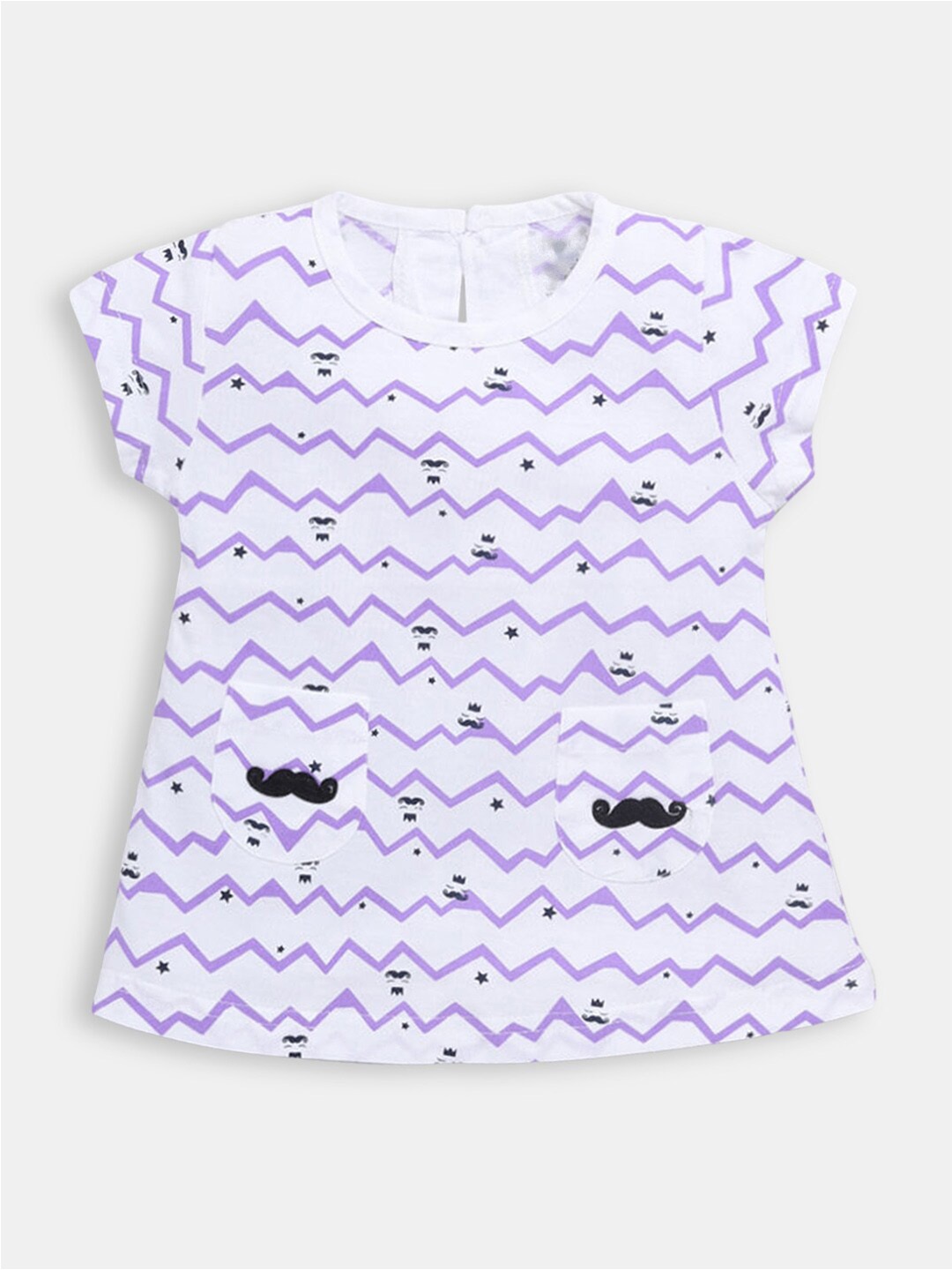 

Hopscotch Girls Purple Cap Sleeve Printed T-shirt Dress