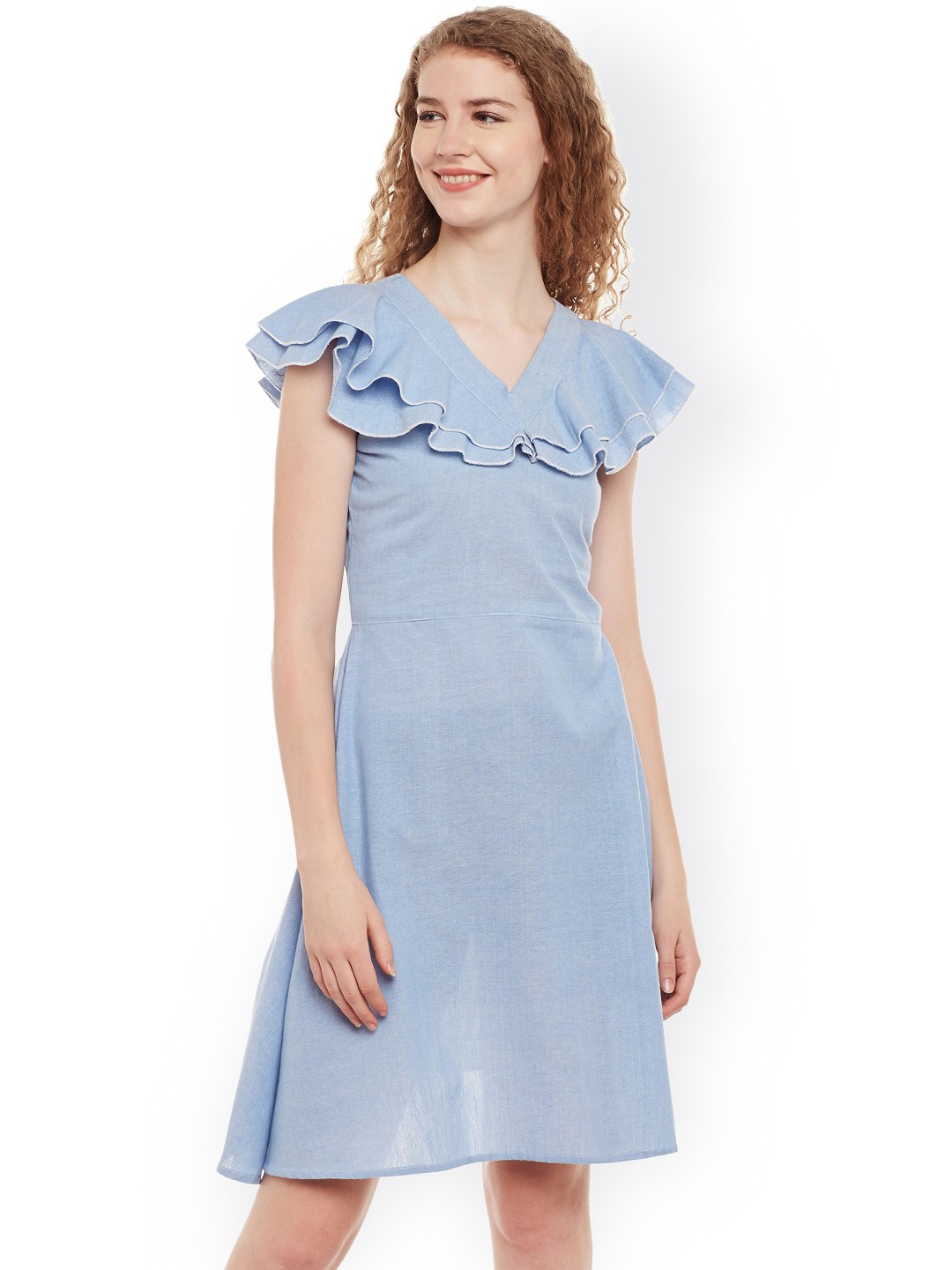 

Belle Fille Women Denim Blue Solid A-Line Dress