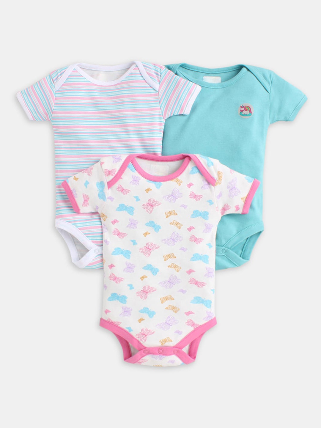 

Hopscotch Girls Pack of 3 Printed Cotton Bodysuits, Pink