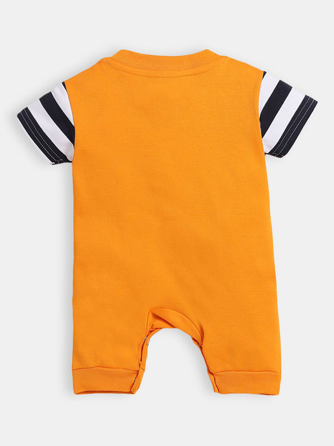 

Hopscotch Boys Orange Embellished Cotton Rompers