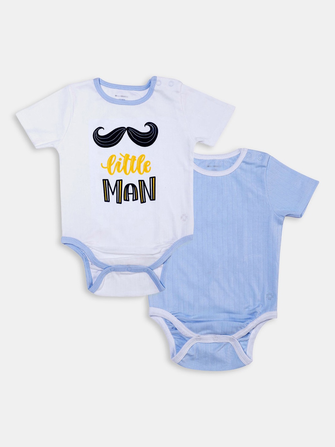 

Hopscotch Boys Set of 2 Blue Printed Cotton Bodysuits