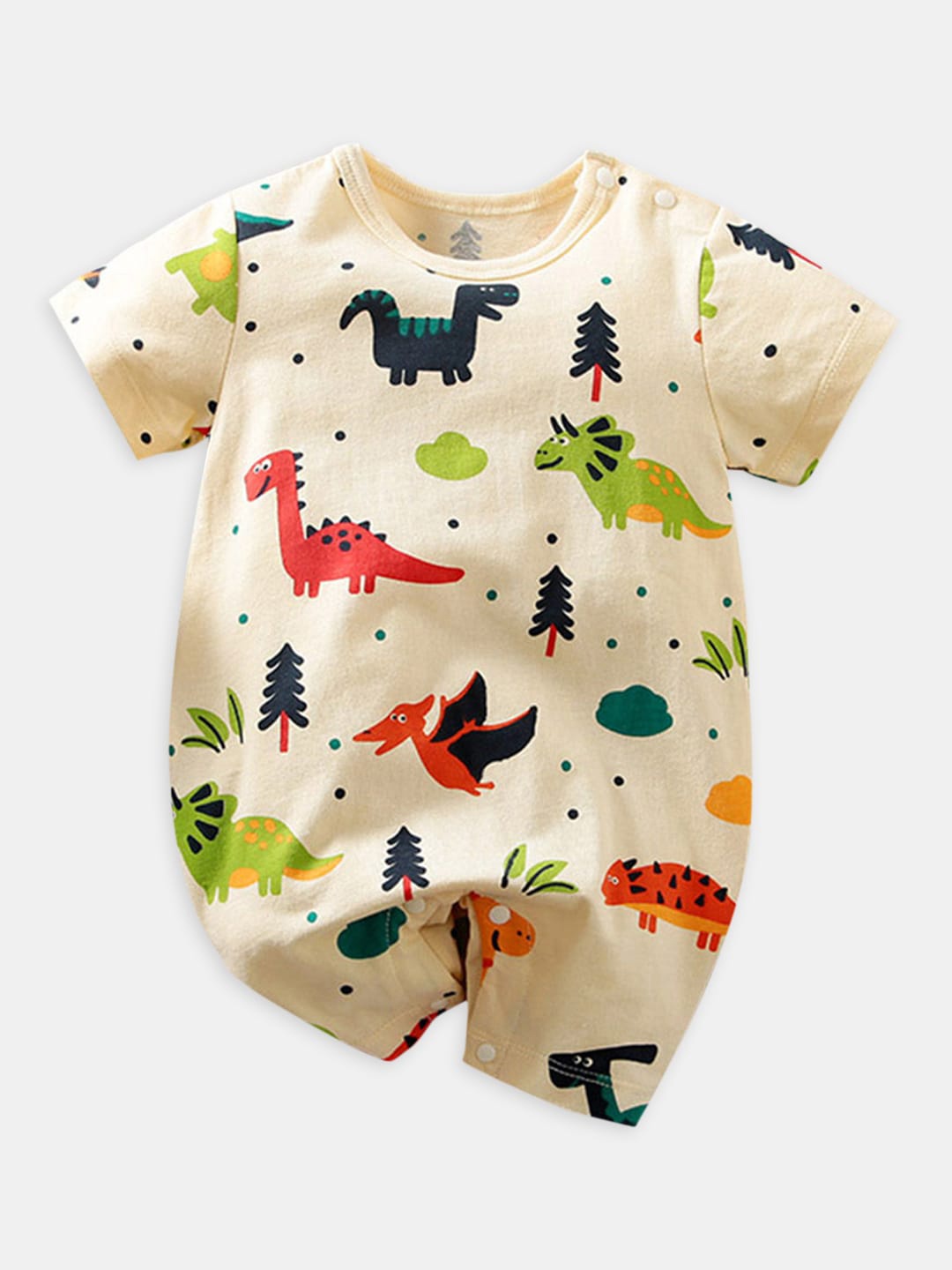 

Hopscotch Boys Beige Printed Romper