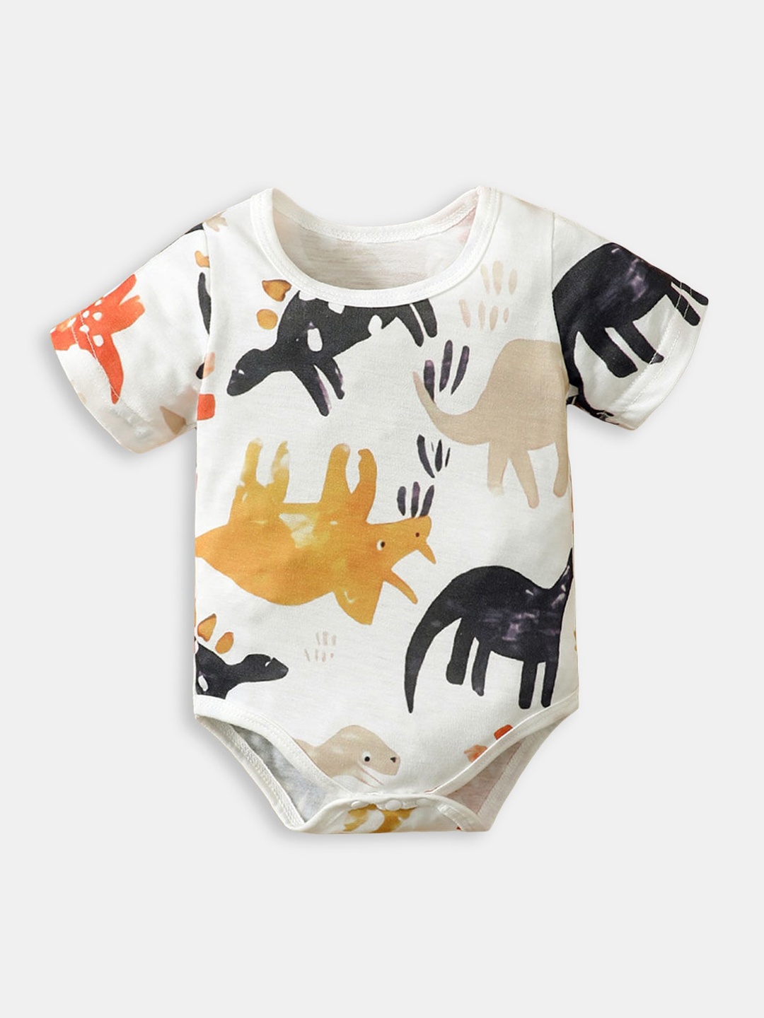 

Hopscotch Infant Boys Printed Bodysuits, White