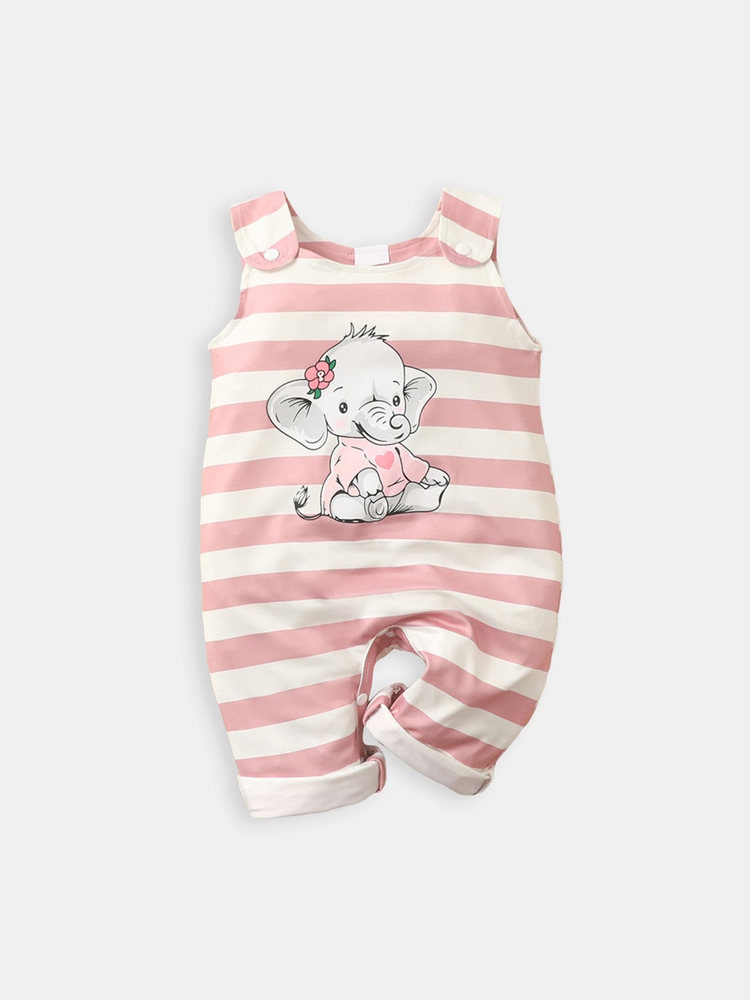 

Hopscotch Infants Girls Pink & Cream Coloured Striped Rompers
