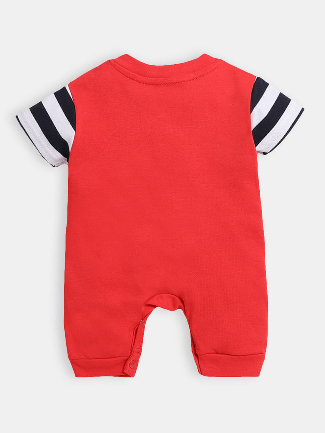 

Hopscotch Infant Boys Red Printed Pure Cotton Rompers