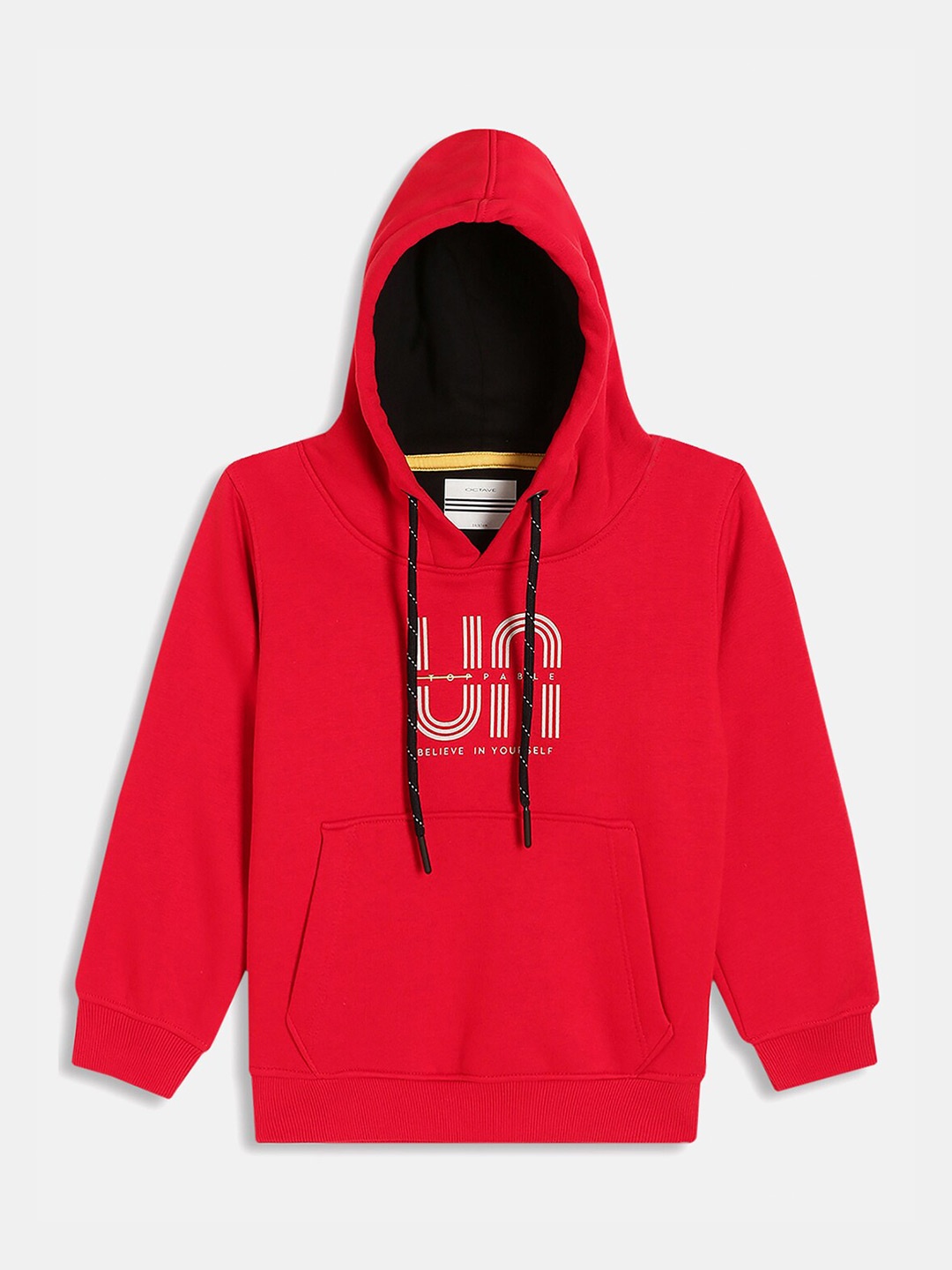 

Octave Boys Red Printed Hooded Sweatshirt