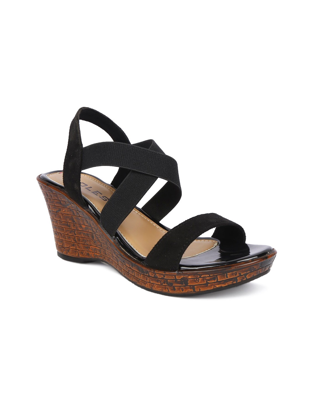 

SOLES Black Wedge Sandals With Buckles