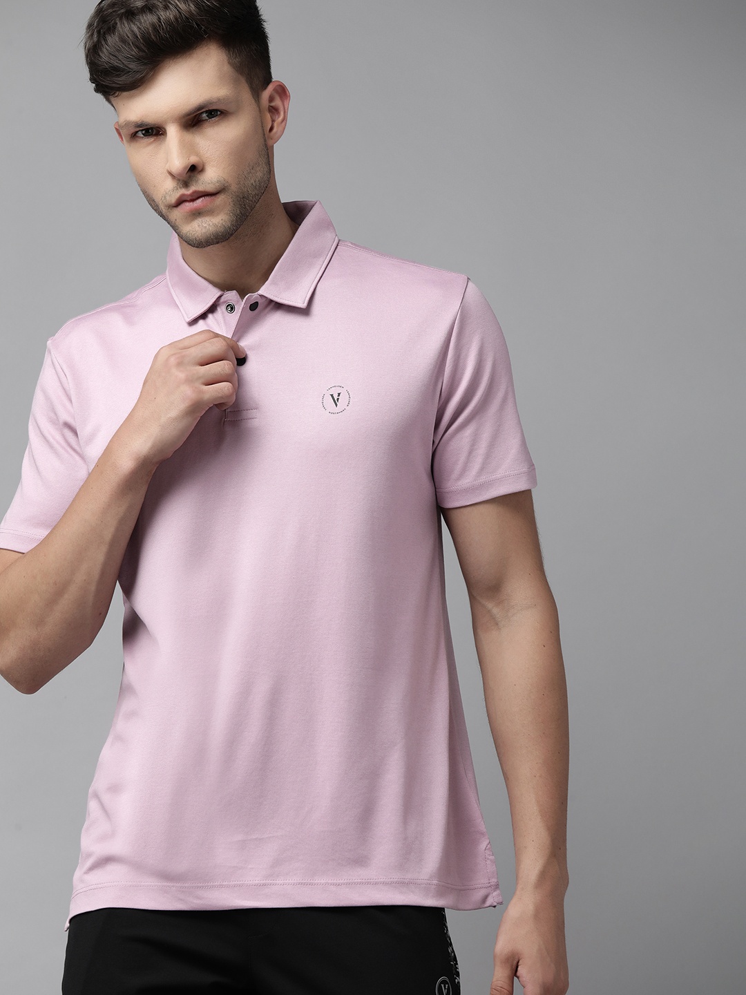 

Van Heusen Flex Men Solid Active Fit Polo Collar Training T-shirt, Pink