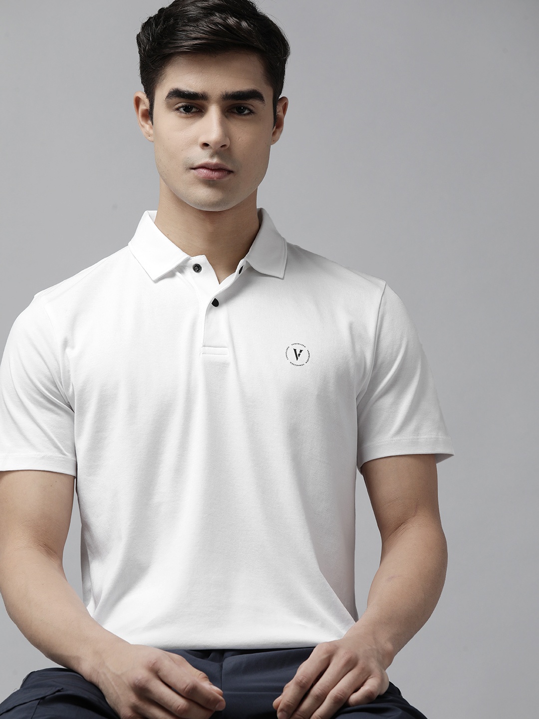 

Van Heusen Flex Men White Brand Logo Detail Polo Collar T-shirt