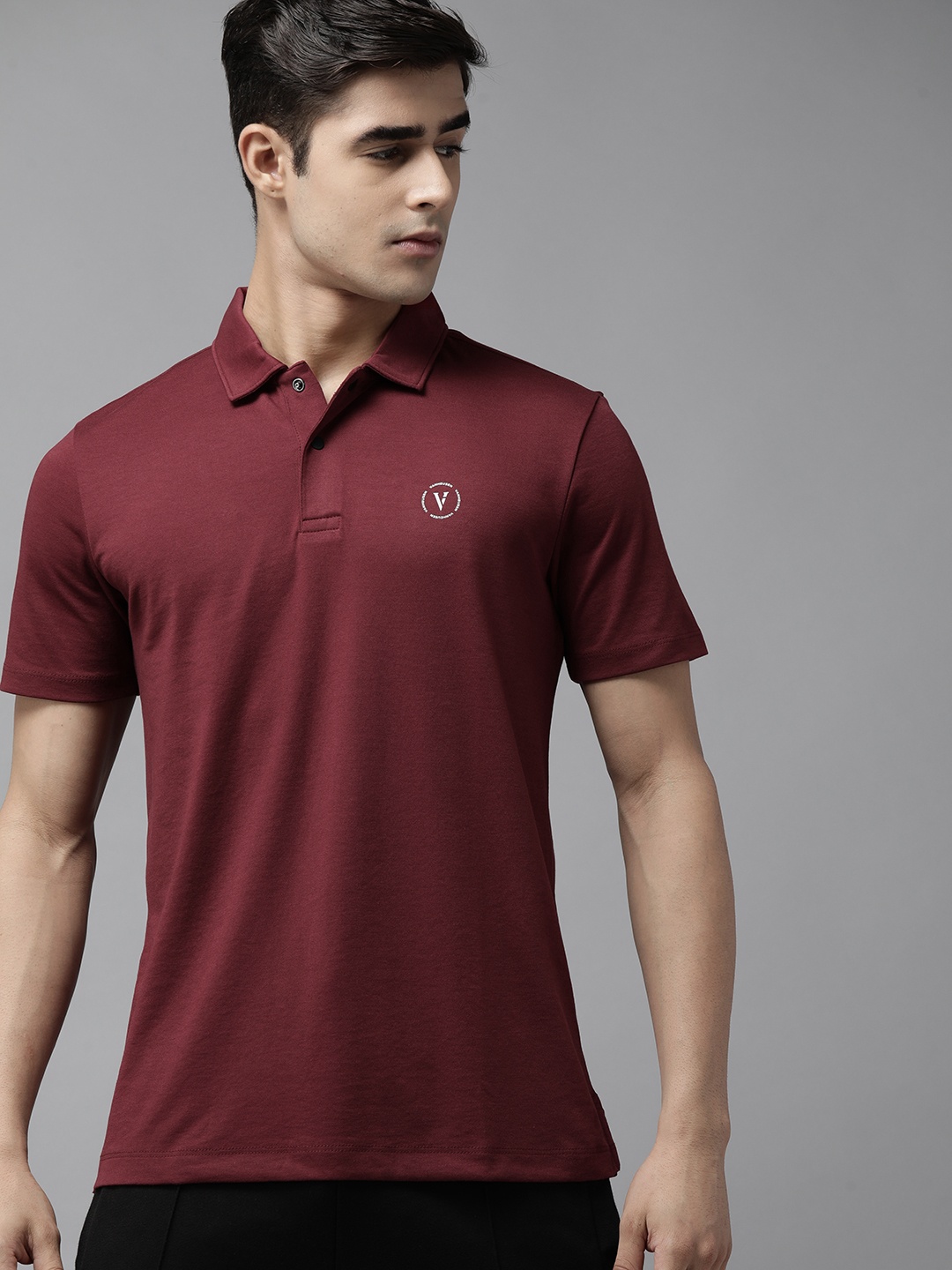 

Van Heusen Flex Men Maroon Brand Logo Detail Polo Collar Sports T-shirt